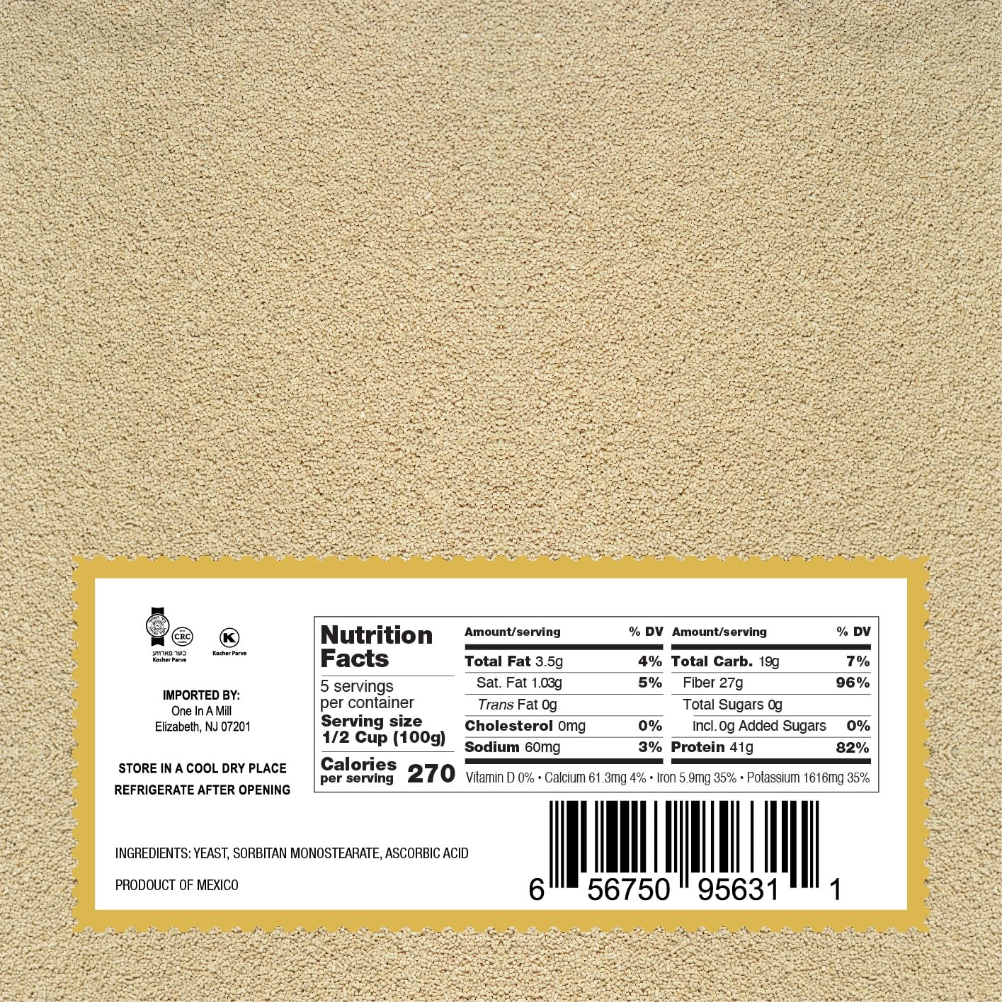 Detalle 2 de One in a Mill Instant Dry Yeast, 1.1 lb, Fast-Acting and Kosher