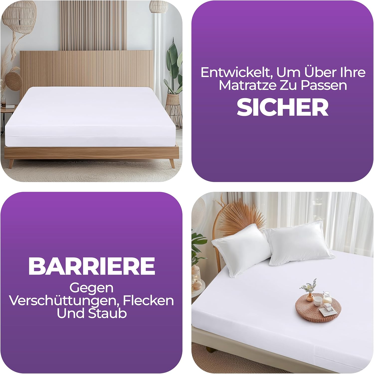 Detalle de Utopia Bedding Matratzenbezug wasserdicht 100 x 200 x 30 cm mit Reißverschluss (Oeko-TEX) – Matratzenschoner in Weiß