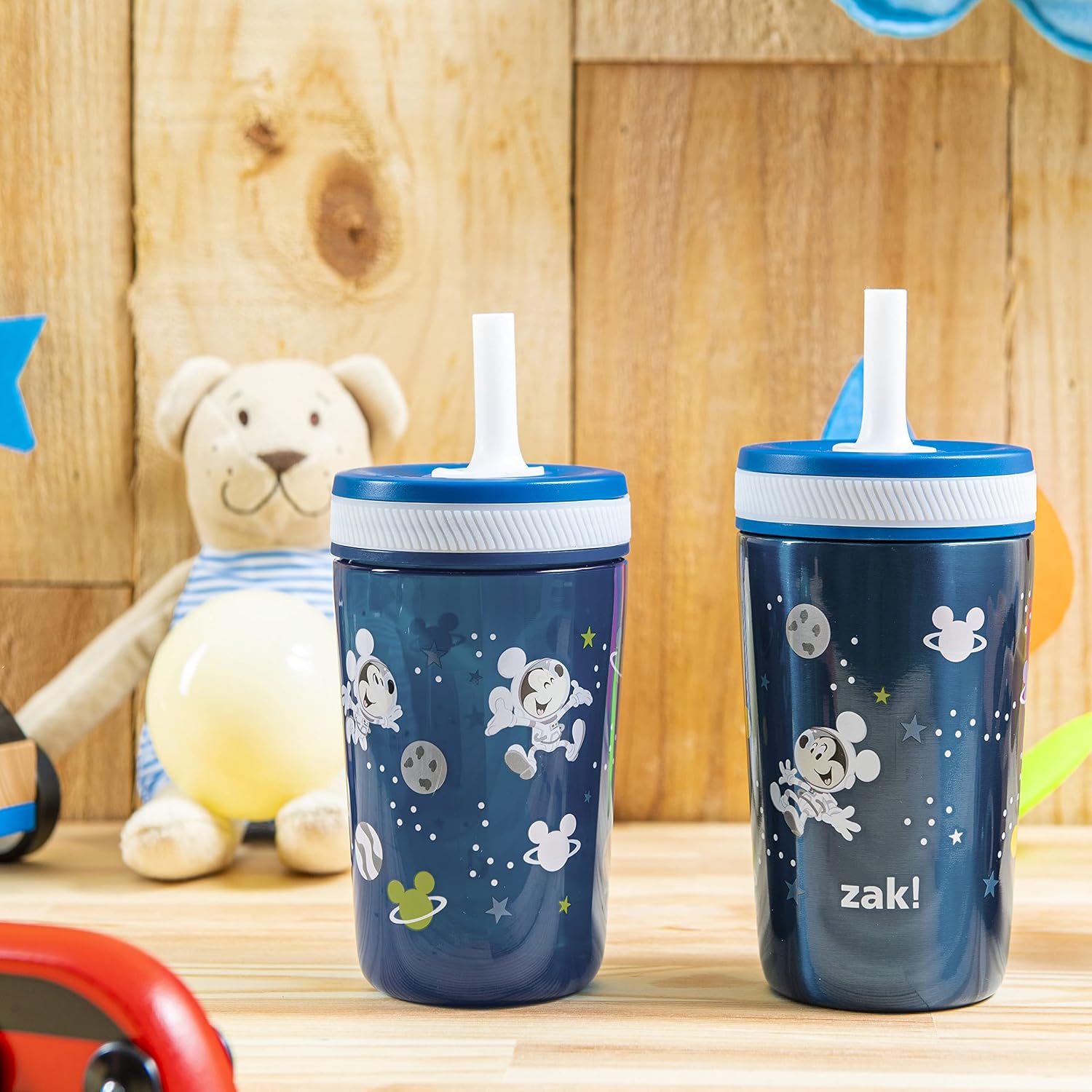 Detalle de Zak Designs U374-W330 Disney Mickey Kelso Toddler Straw Cups, 3-Piece Set