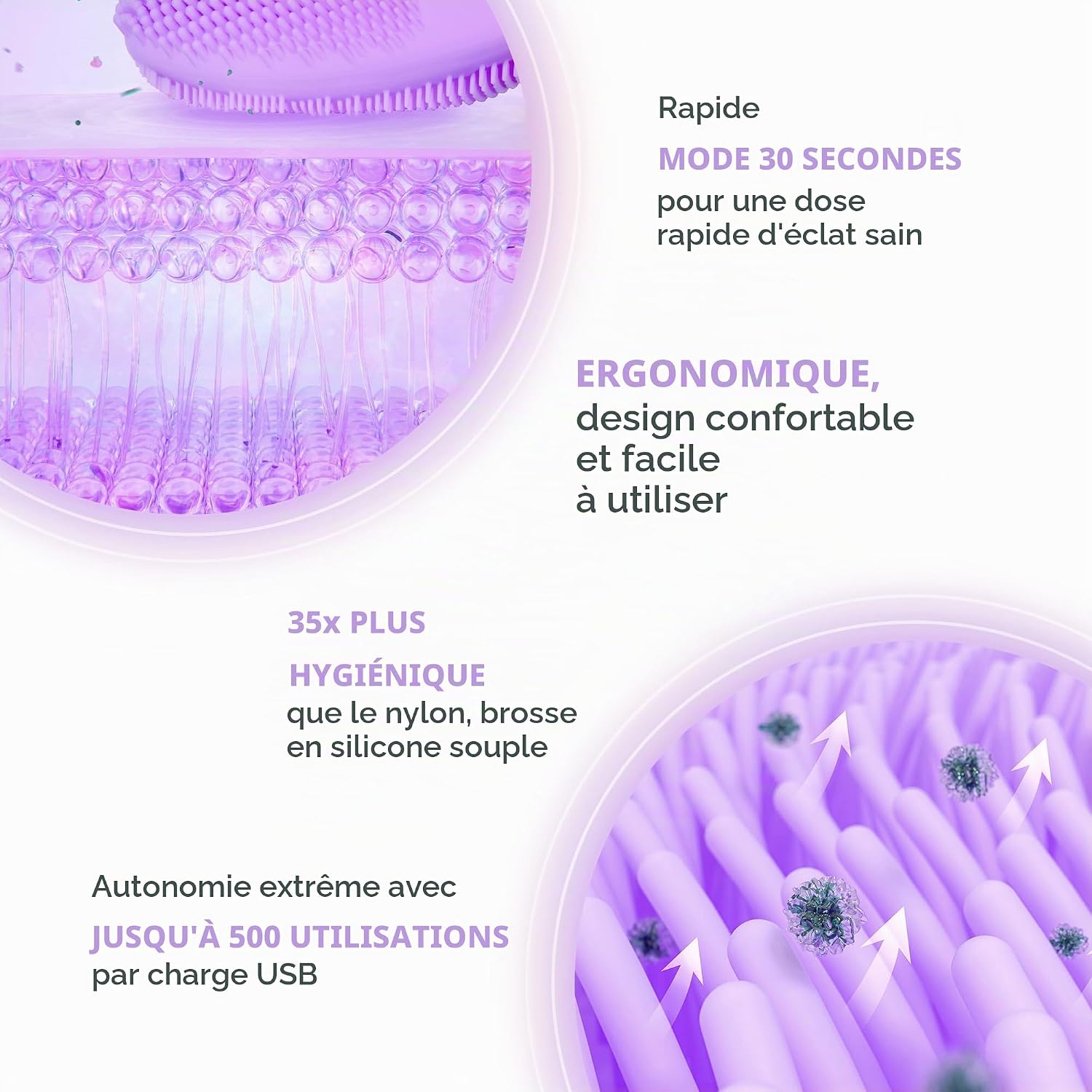 Detalle de FOREO LUNA 4 mini – Brosse visage silicone premium pour voyage, Lavande