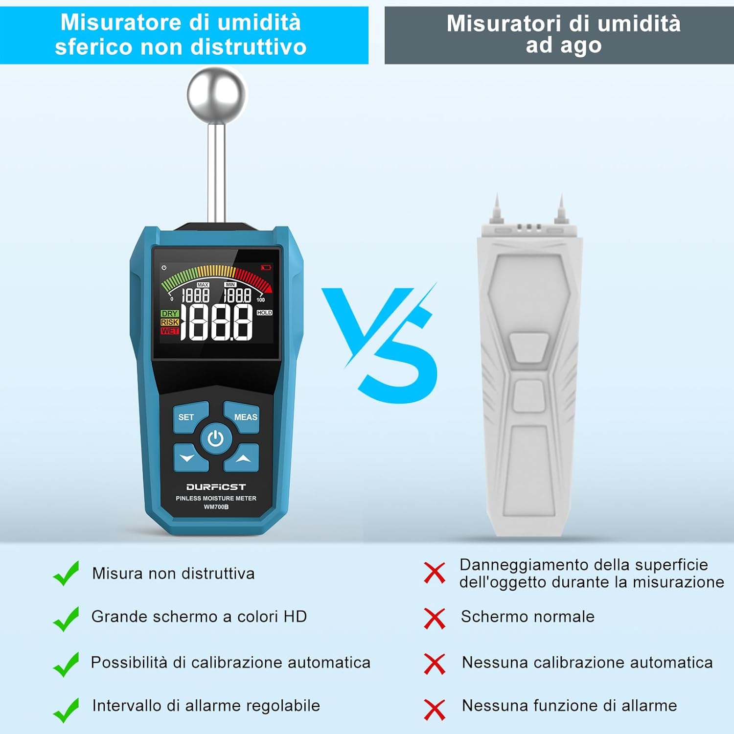 Thumbnail 1 de DURFICST igrometro legno con LCD a colori 5-40 mm