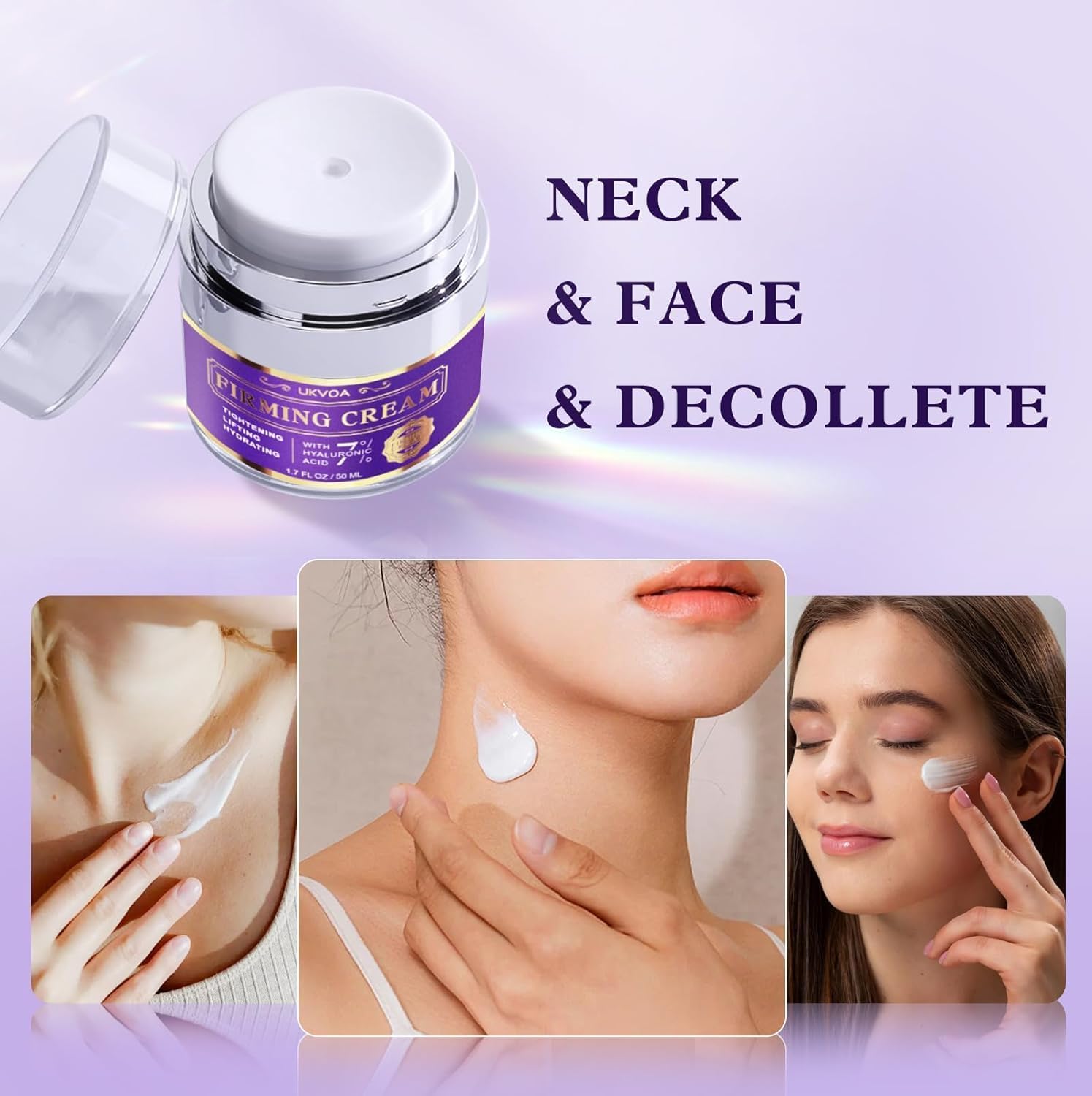 Detalle 1 de UKVOA Retinol Wrinkle Cream for Face & Neck with Collagen, Hyaluronic Acid, 2-Pack