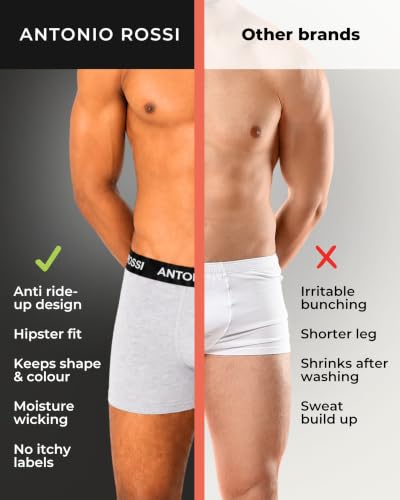 Detalle de AN TONIO ROSSI Mens Boxers 12 Pack – Cotton, Breathable, Stretch Fit