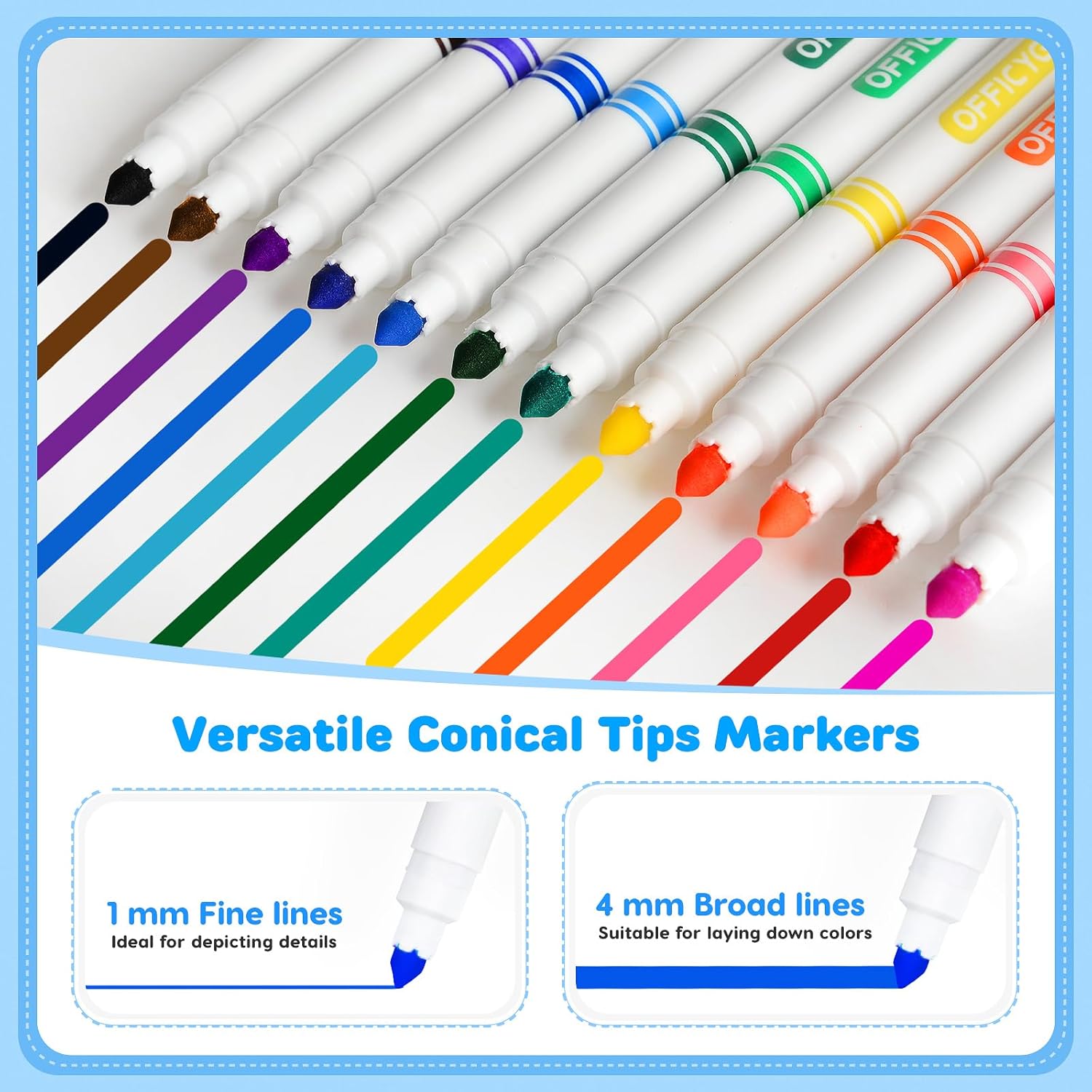 Thumbnail 3 de Officygnet 288-Count Washable Markers (Bulk) – Thin Fine Line Markers in 12 Assorted Colors