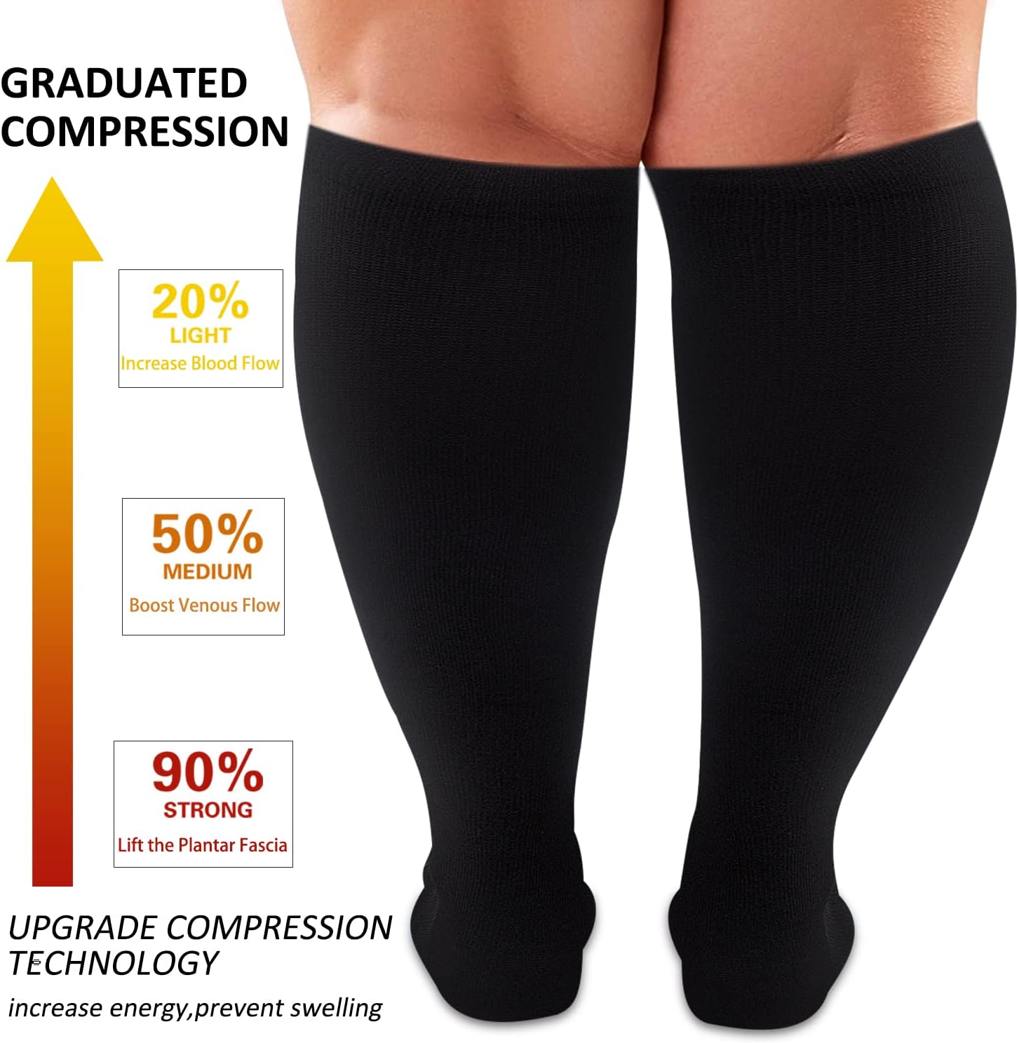 Thumbnail 3 de Diu Life Plus Size Compression Socks for Wide Calves – 3 Pairs