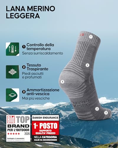 Detalle 2 de DANISH ENDURANCE Calze Trekking Leggere, 3 Paia Multicolore 39‑42