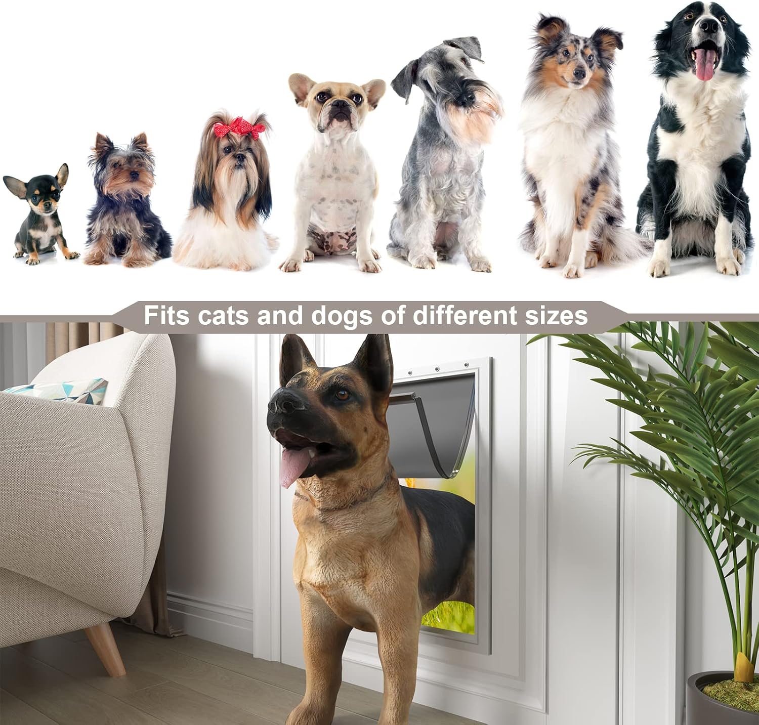 Detalle 2 de MIAOTONG Large Dog Door Replacement Flap, PVC, Weather-Resistant with Magnetic Closure
