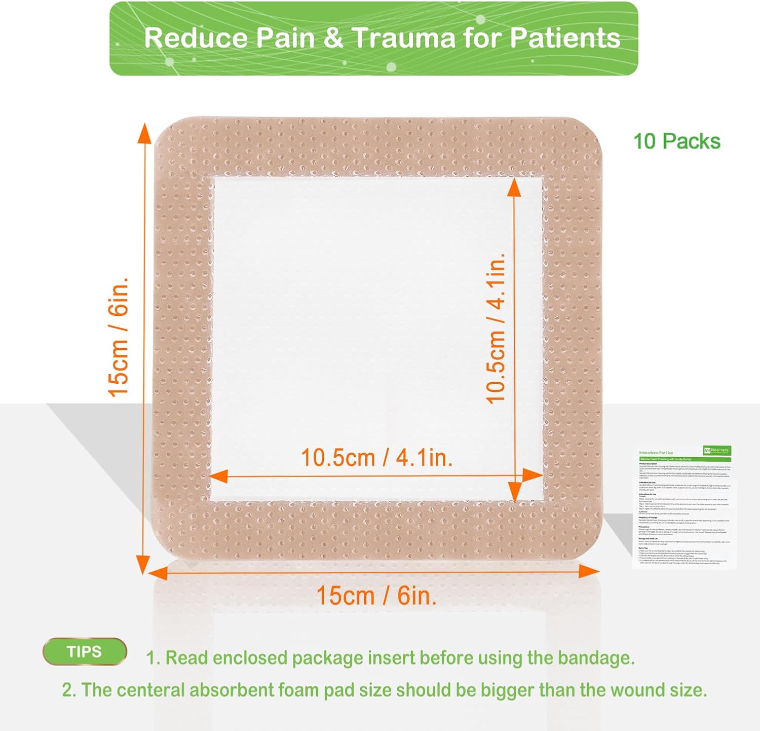 Thumbnail 5 de Silicone Foam Wound Bandage 6x6, 10 Packs ⚙