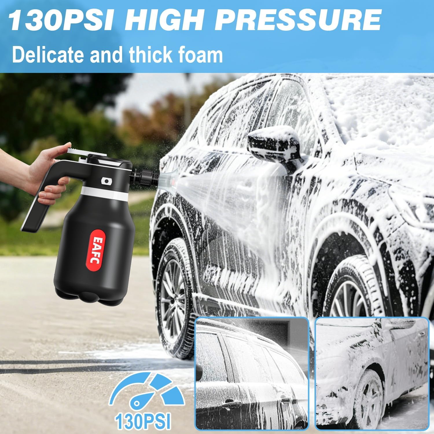 Detalle 2 de EAFC 2L Electric Foam Sprayer: USB‑Rechargeable Car Wash Fogger for Home Detailing