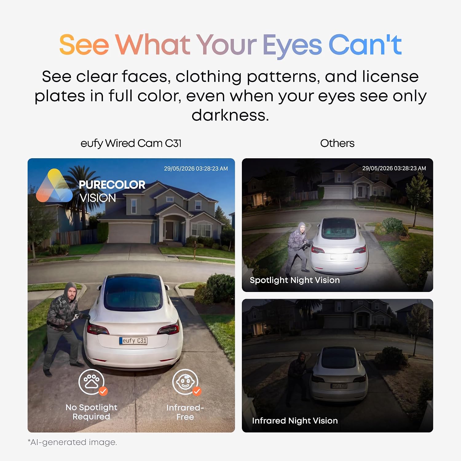 Thumbnail 1 de eufy Security C31 T817L Indoor/Outdoor Camera 2-Pack, IP66, Color Night Vision