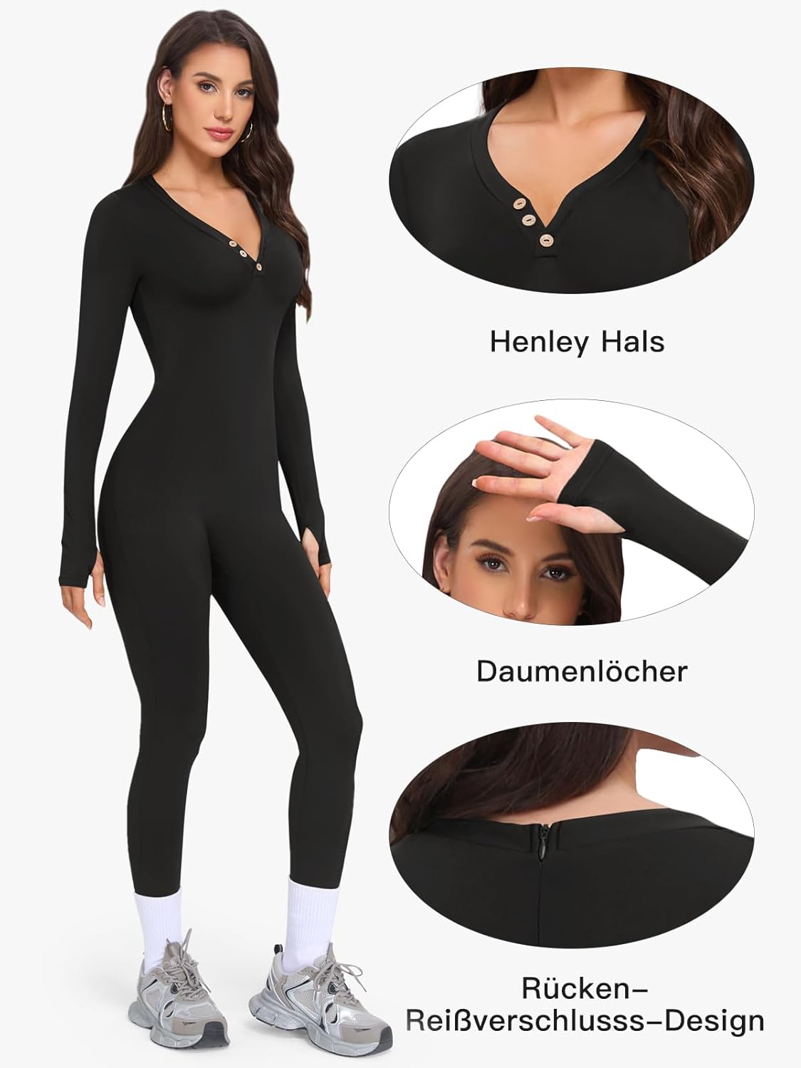 Thumbnail 2 de VUTRU Damen Sport-Jumpsuit langärmlig für Yoga – nahtloser Bodysuit/One-Piece