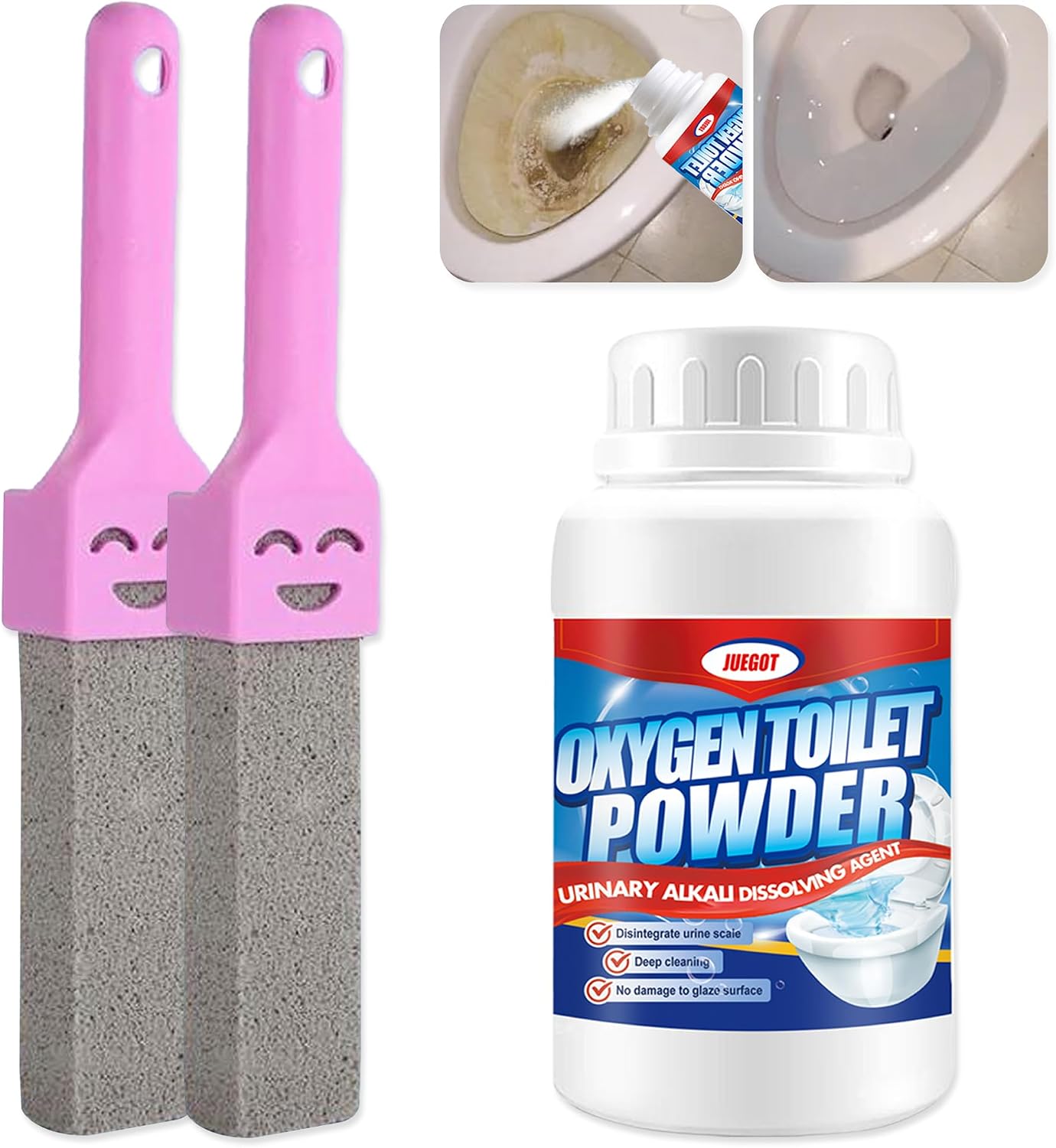 Detalle de Juegot MT001 puimsteen-set voor toiletreiniging met 2 stenen en reiniger
