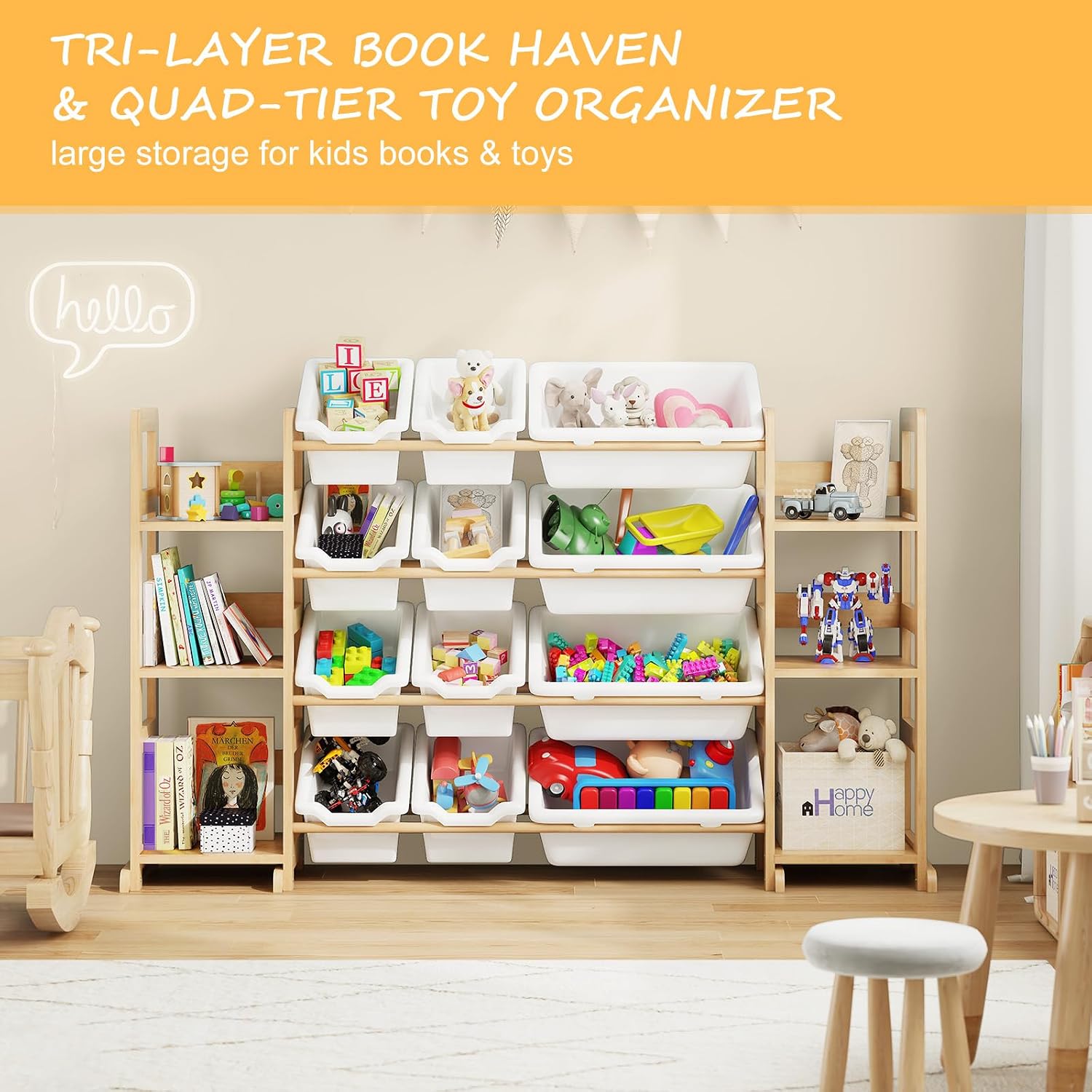 Thumbnail 6 de EXPERLAM Toy Storage Organizer, Solid Pine Wood