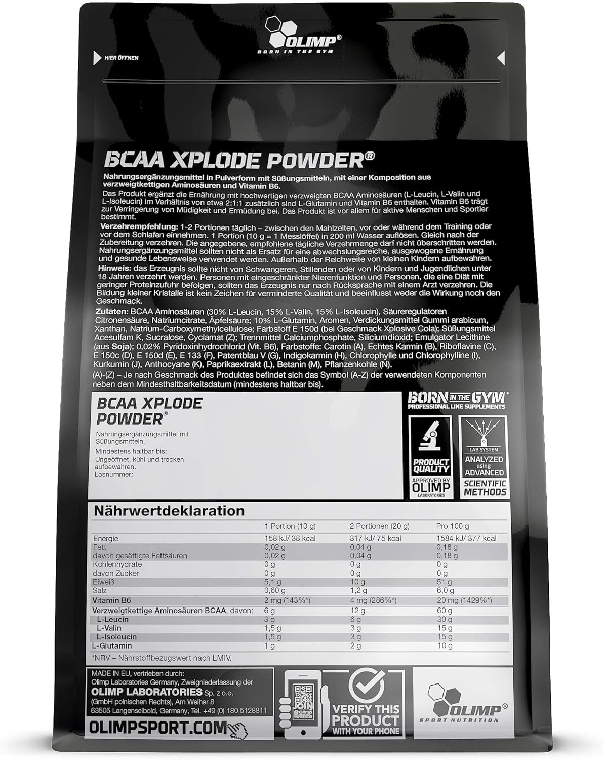 Detalle de Olimp BCAA Xplode 1000g - Aminoácidos Ramificados 🍓