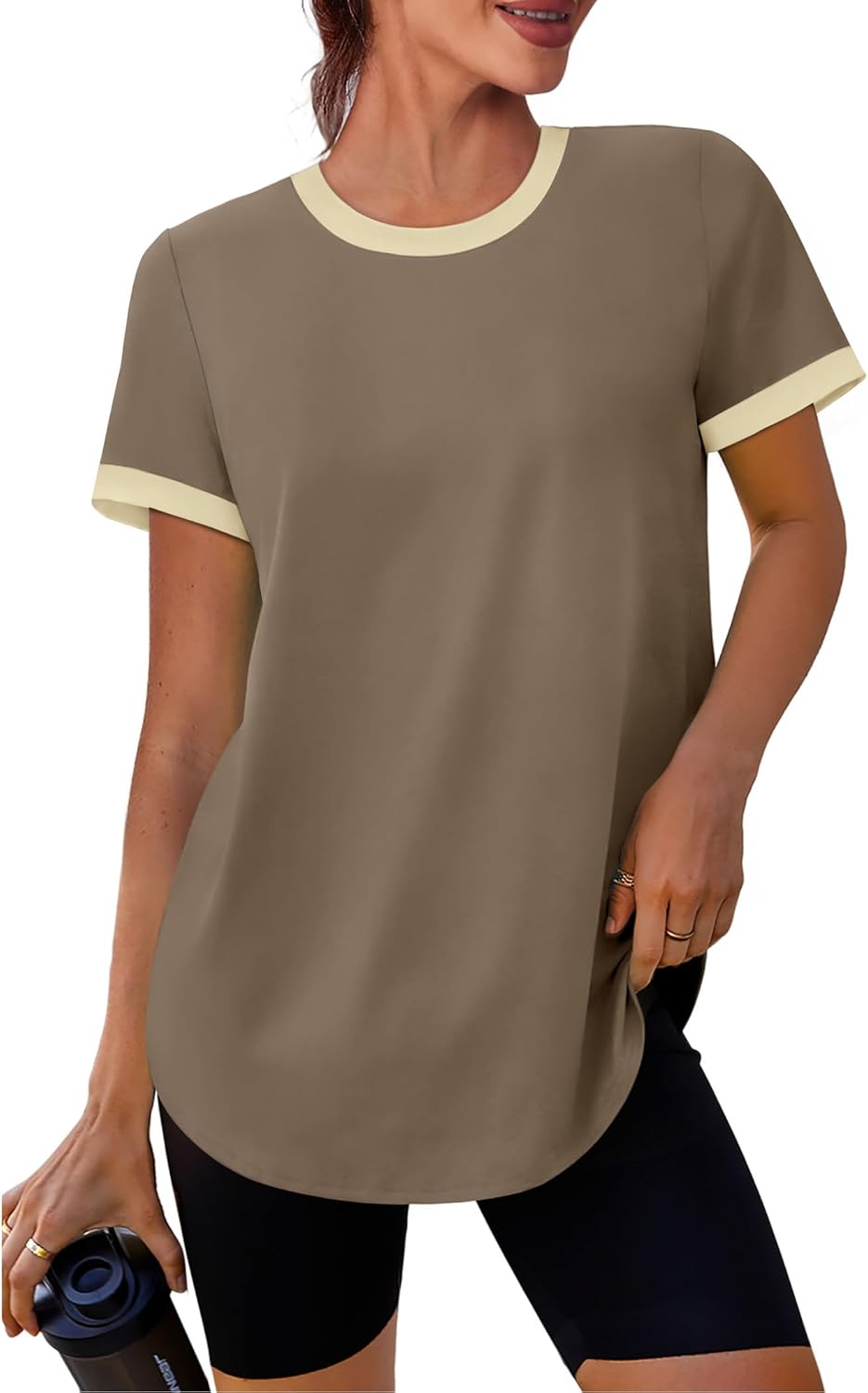Detalle 2 de Womens Workout Tops Summer Short Sleeve Shirts with UPF 50+ Sun Protection and Moisture-Wicking Fabric