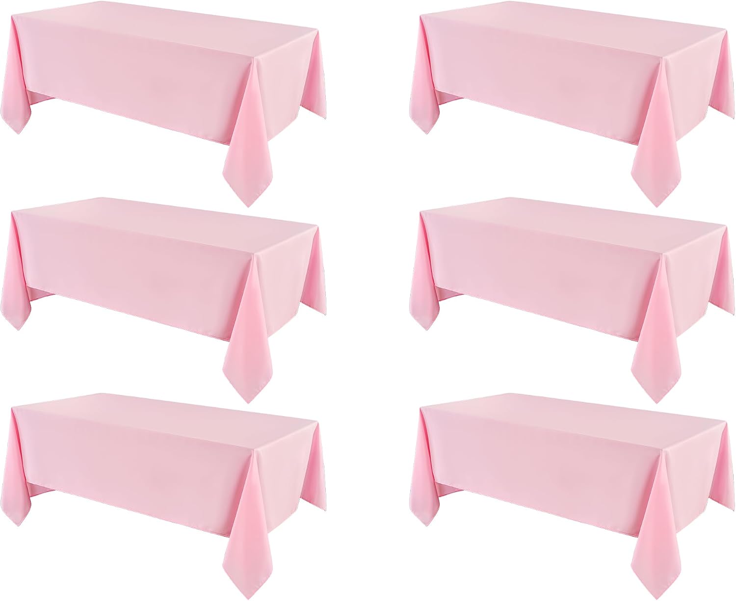 Detalle de Aocoz 90x132 Inch Pink Rectangle Tablecloths – 6-Pack for 6ft to 8ft Tables