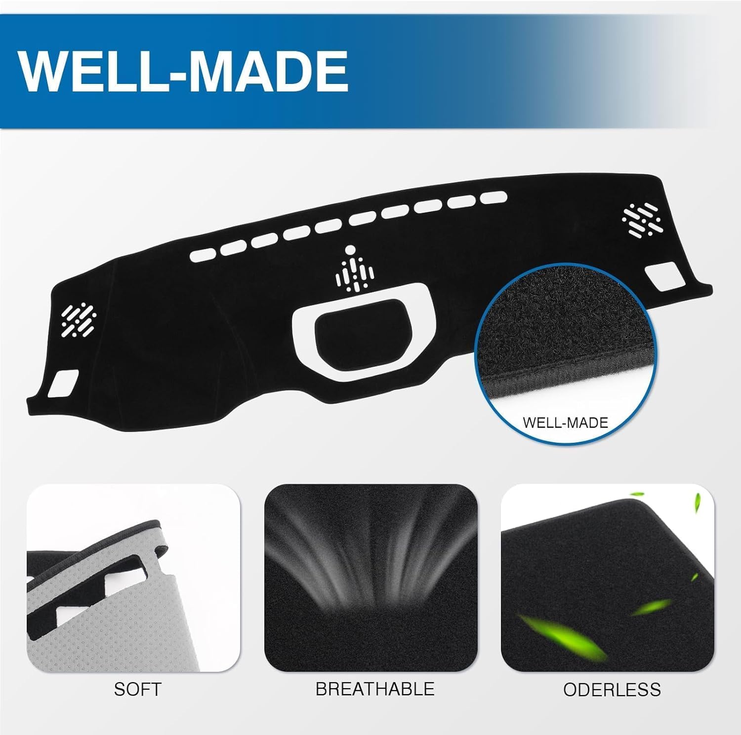 Thumbnail 3 de KUST Black Dash Cover for Toyota Tundra (2014-2020/2021) Non-Slip Polyester Custom Fit