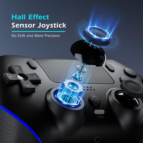 Detalle de CHEREEKI Mando para PS4: versión 2024 con Mapeo, joystick Hall y vibración Dual