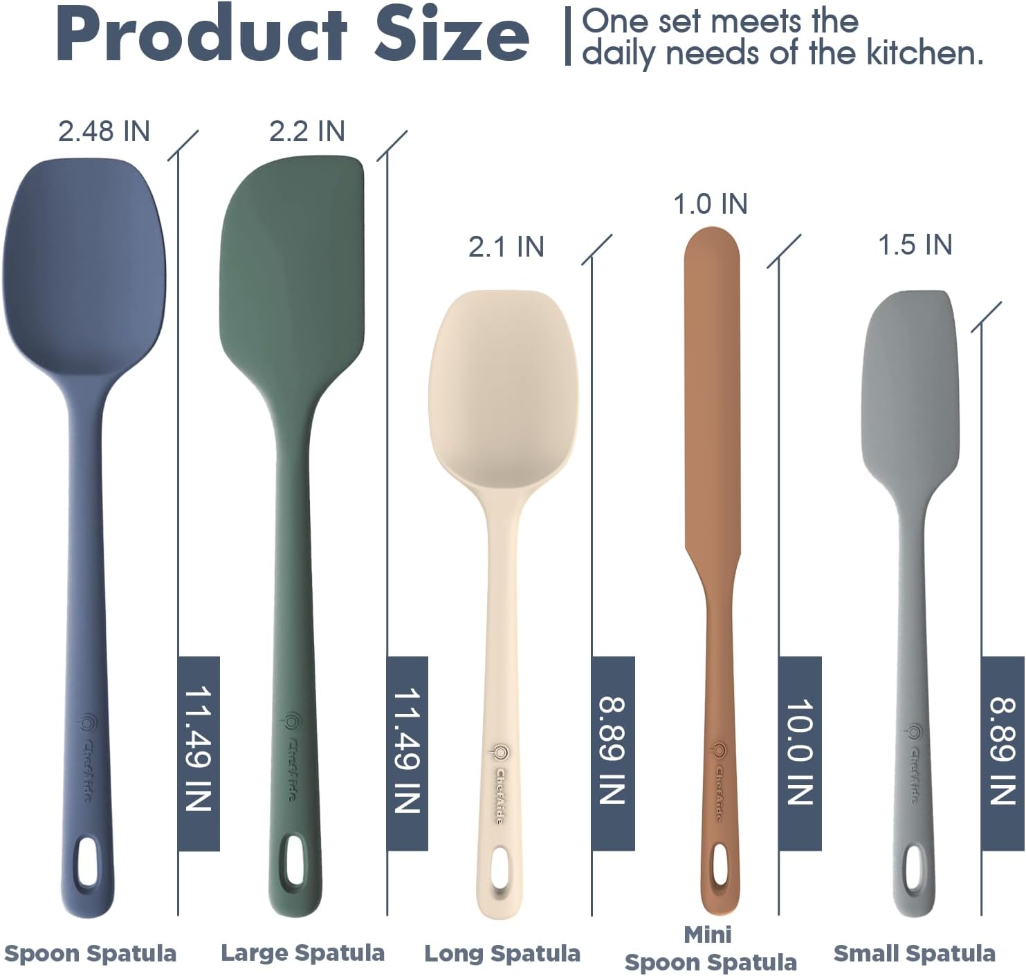 Detalle 2 de ChefAide 5-Pc Silicone Spatula Set 600°F