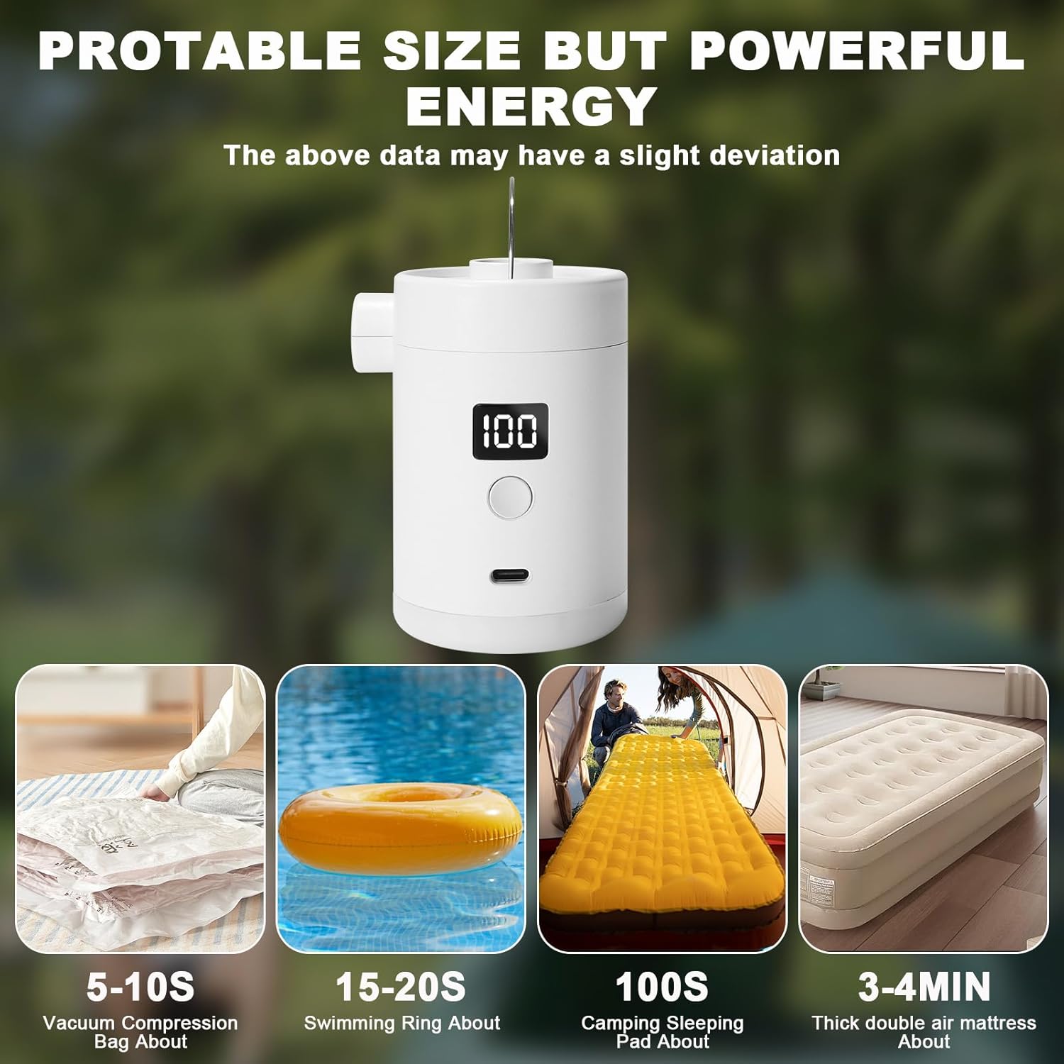 Thumbnail 6 de Portable Air Pump for Inflatables — Type-C Rechargeable, 5 Nozzles, Ultra-Compact and Quick Inflate/Deflate
