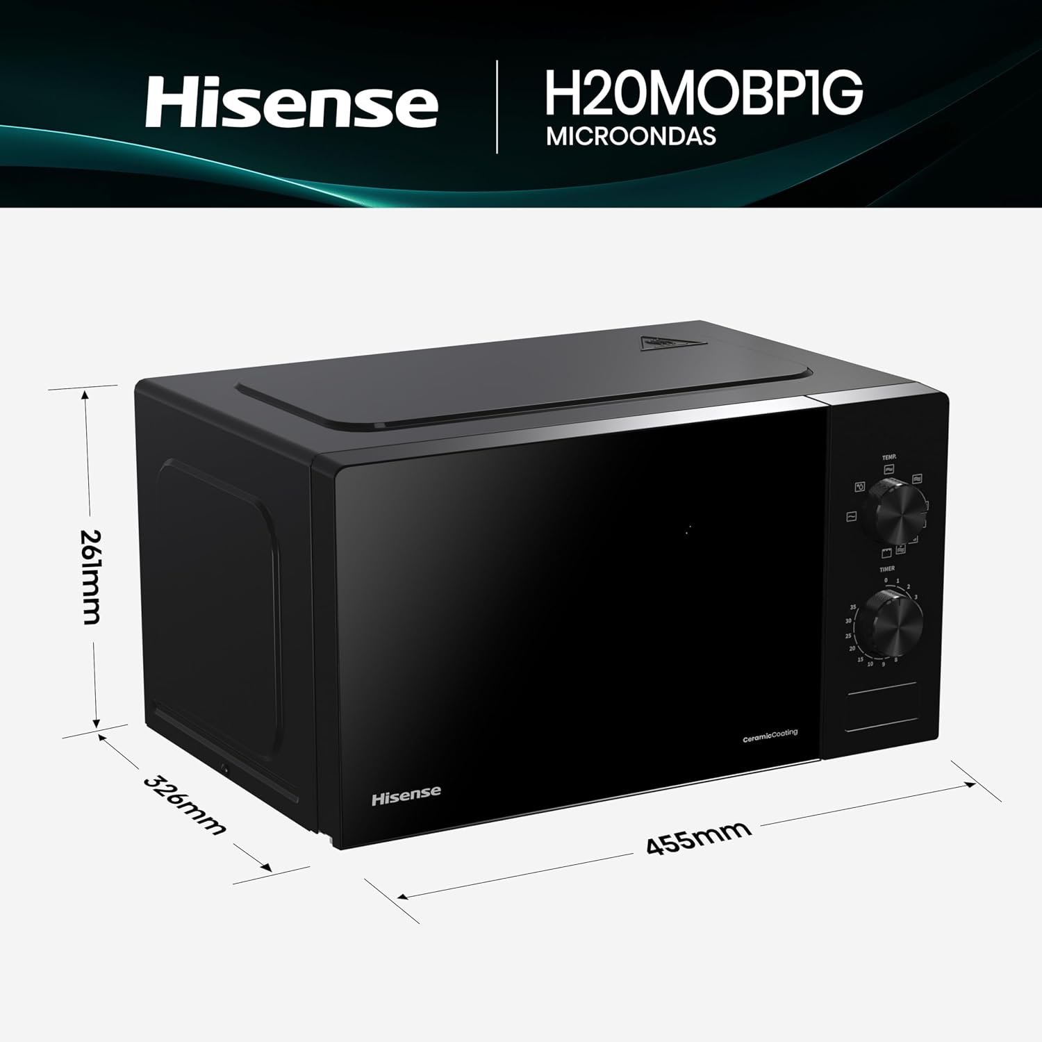 Detalle 2 de Hisense H20MOBP1G Microondas 20 L, 700 W