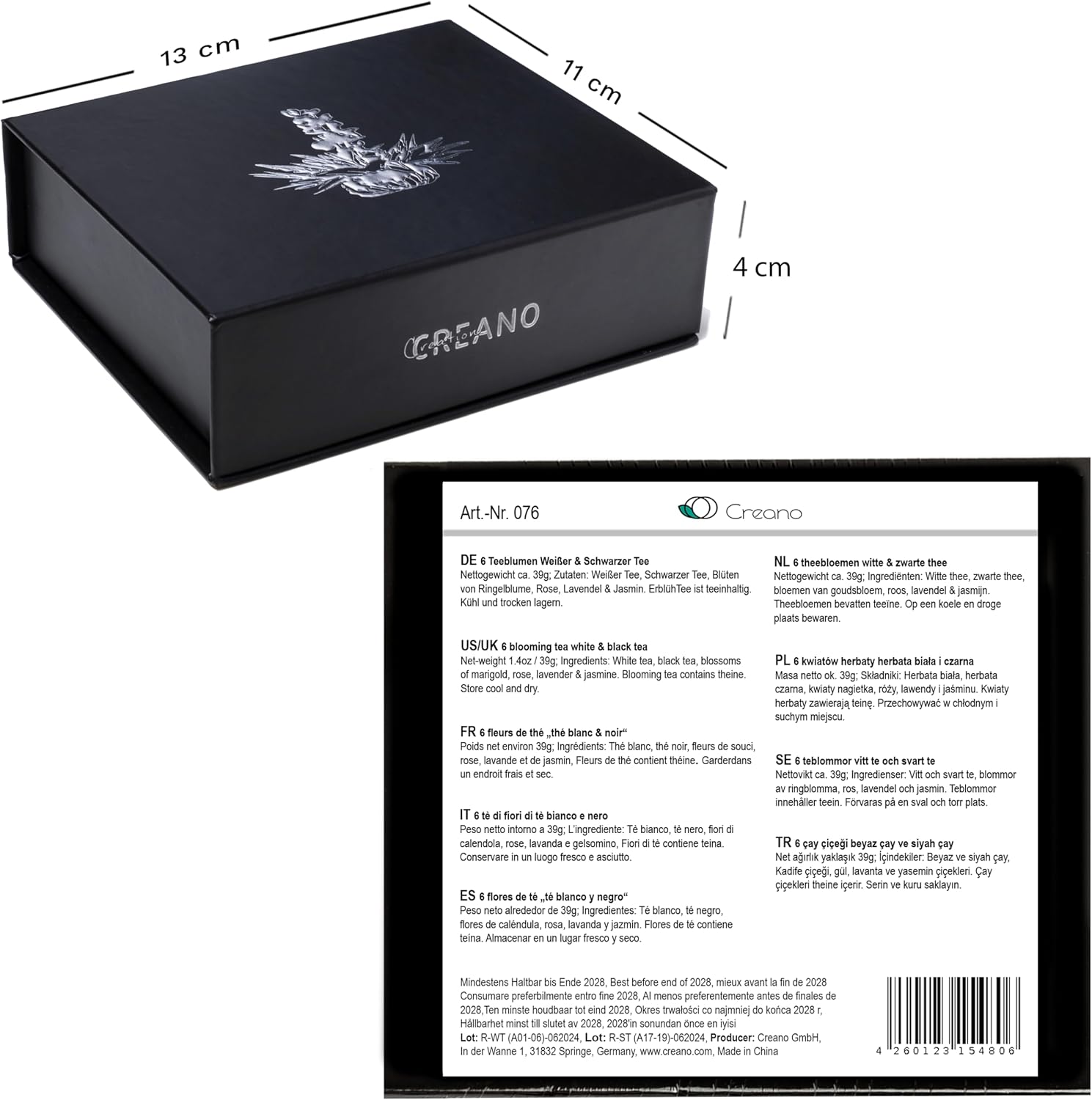 Thumbnail 1 de Creano Coffret Cadeau Fleurs de Thé Mix 6 pcs – Coffret Magnétique Élégant