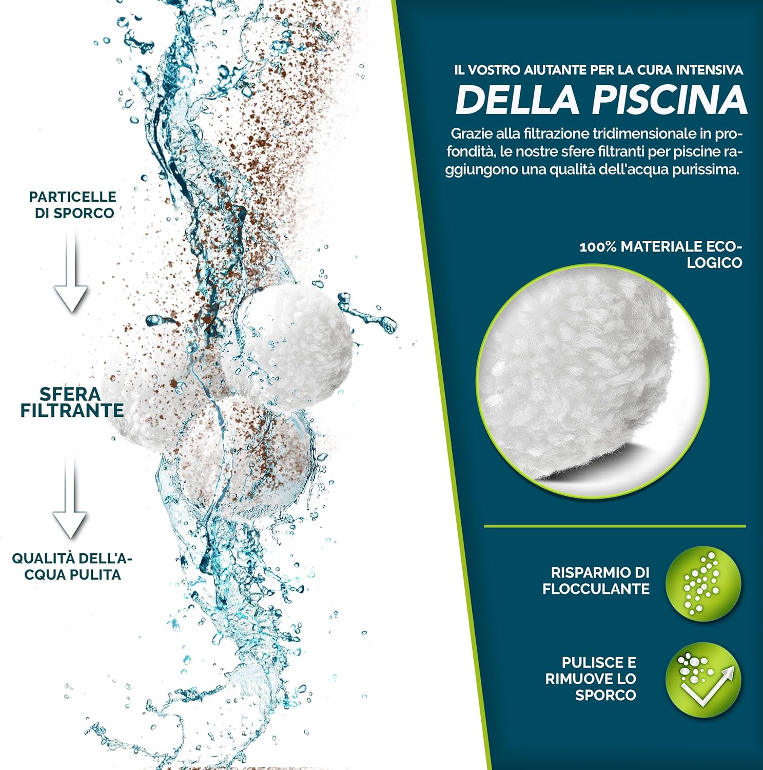 Detalle de tillvex Palline filtranti 1400g per piscina