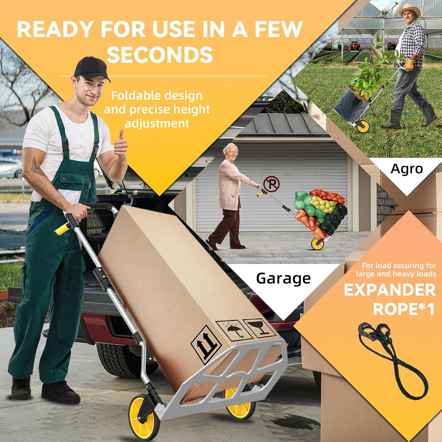 Detalle de Leeyoung Folding Hand Truck, 309 lb Capacity