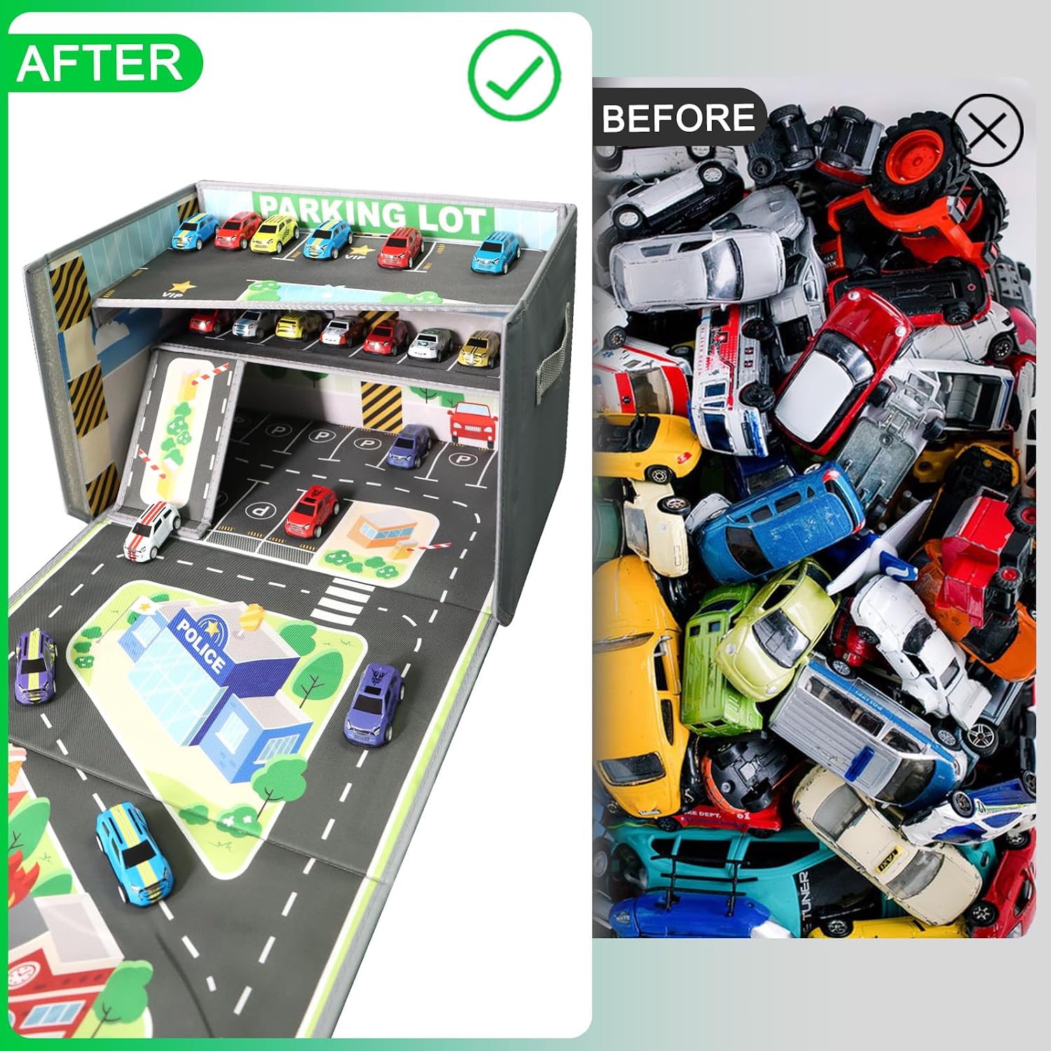 Thumbnail 5 de LPQKCcY Toy Car Storage 3-in-1 play mat for 20 cars
