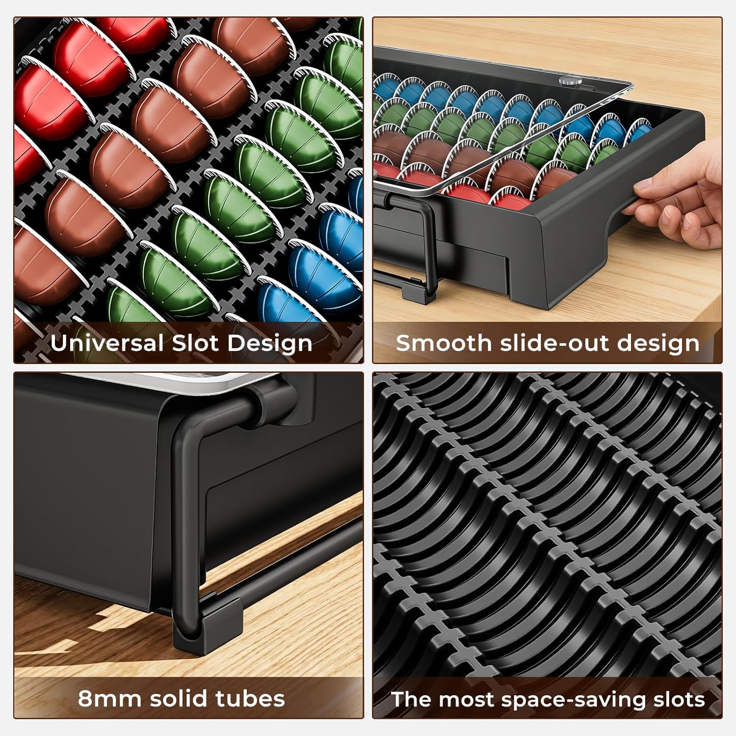 Thumbnail 5 de EVERIE Coffee Pod Drawer Organizer for Nespresso Vertuo Capsules (Pull-Out Drawer, Holds Up to 40/52)