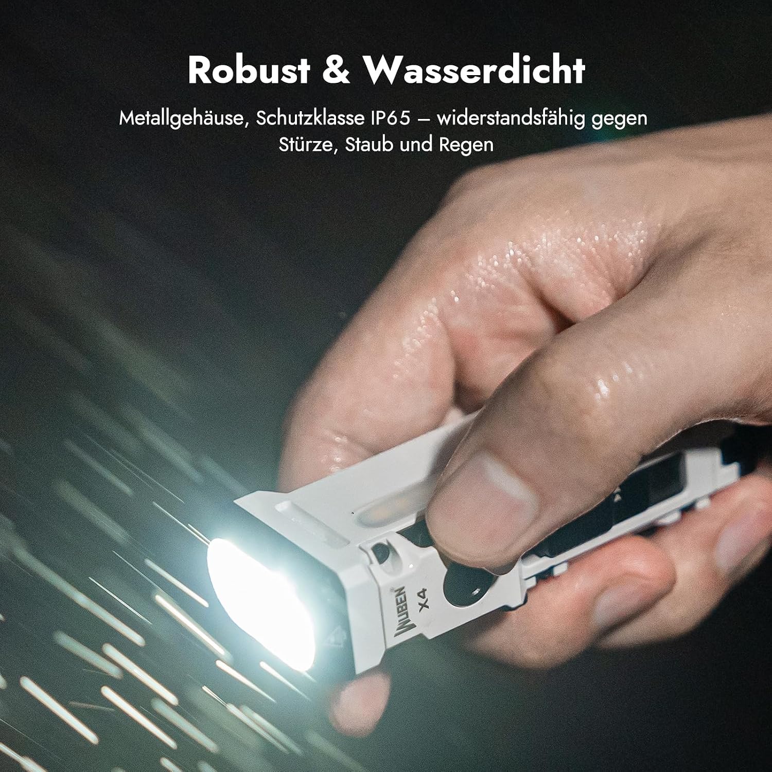 Detalle 2 de WUBEN X4 Mini LED Taschenlampe mit RGB-Licht, bis 1500 Lumen und IP65