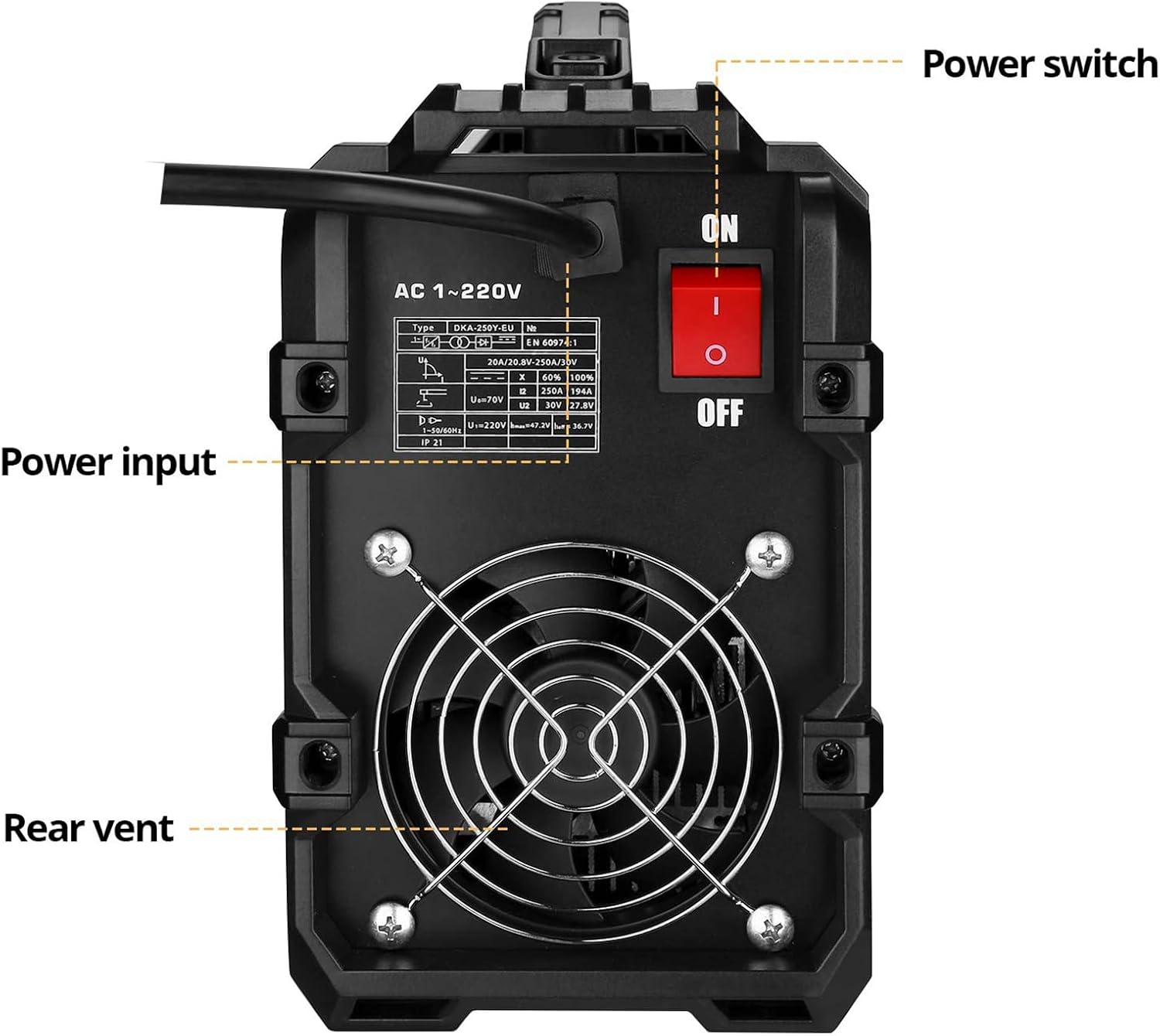 Thumbnail 2 de DEKO MMA-booglasapparaat met IGBT-inverter en dubbele spanning 110/220 V