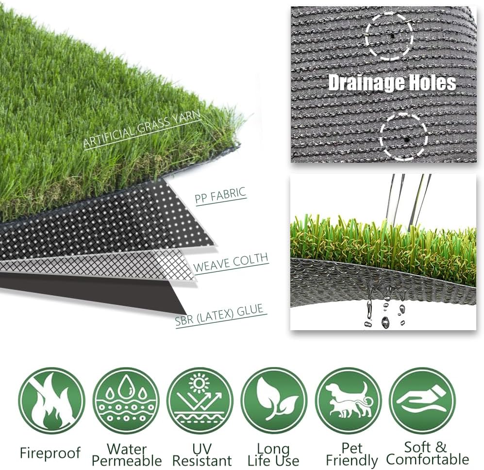 Thumbnail 2 de Petgrow 1.77-Inch Artificial Grass Turf, 7 x 15 Feet, with Drainage Holes