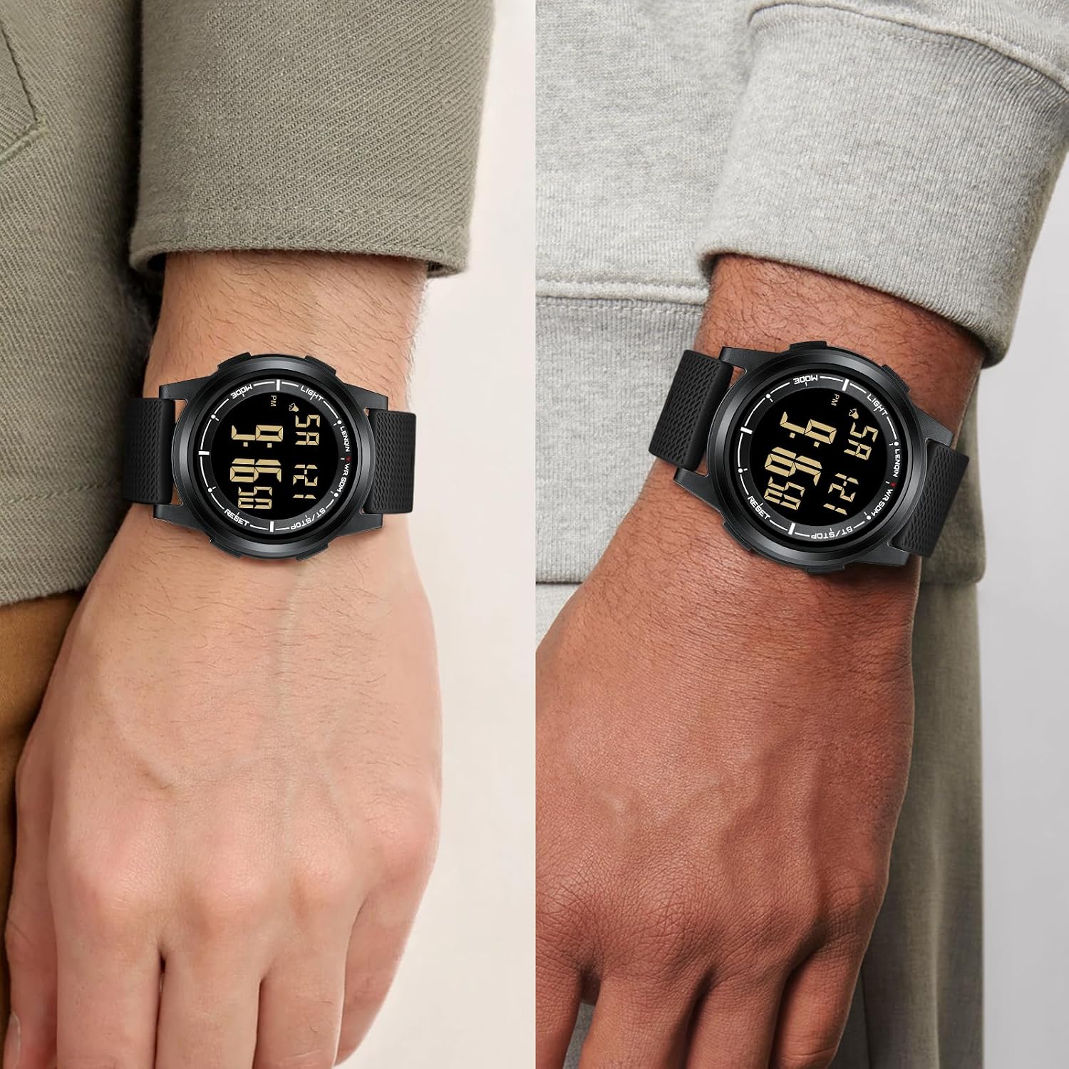 Detalle de HANPOSH Herren Digitaluhr 9 mm mit Wecker
