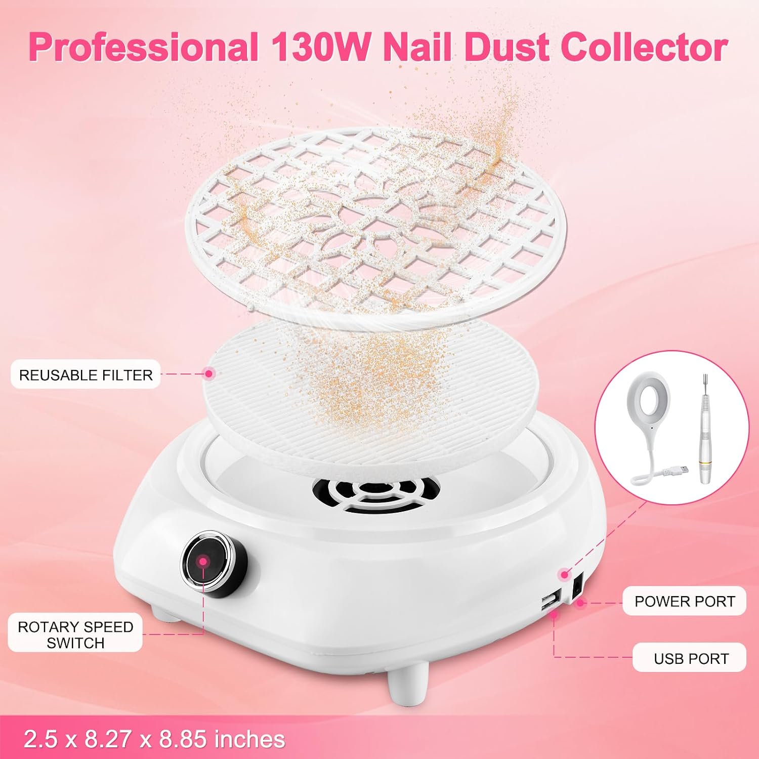 Detalle de CORESLUX Nail Dust Collector low-noise fan