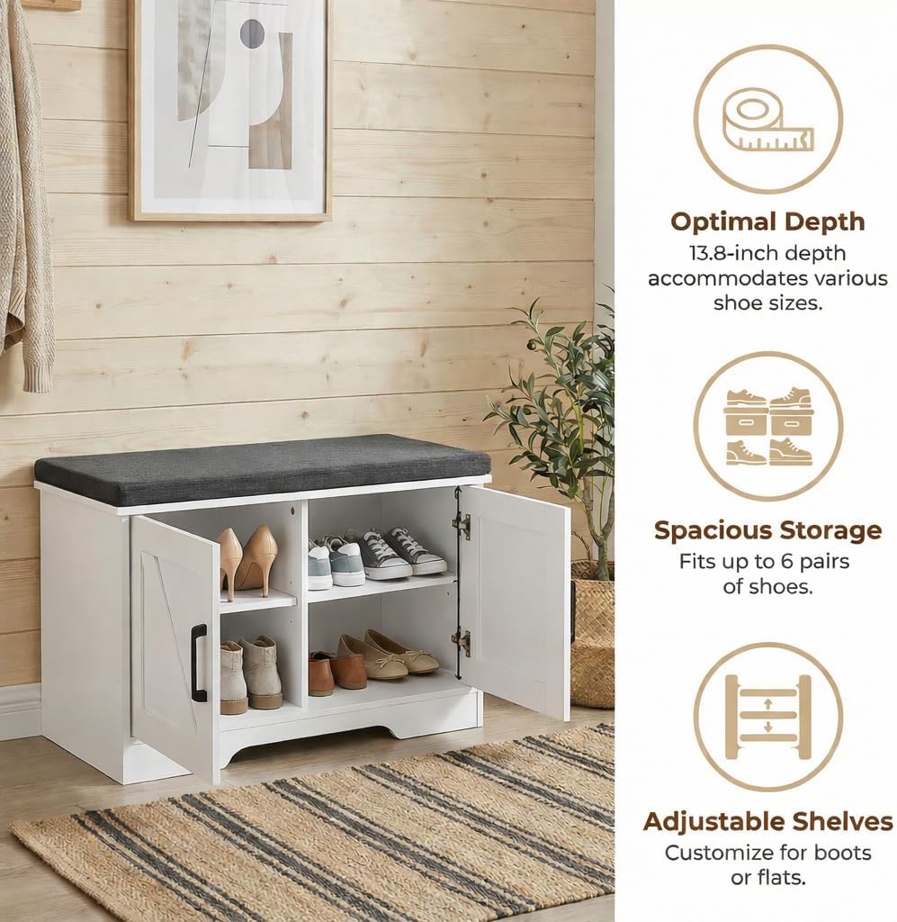 Thumbnail 4 de HOMSHO 2-Tier Storage Bench 27.6