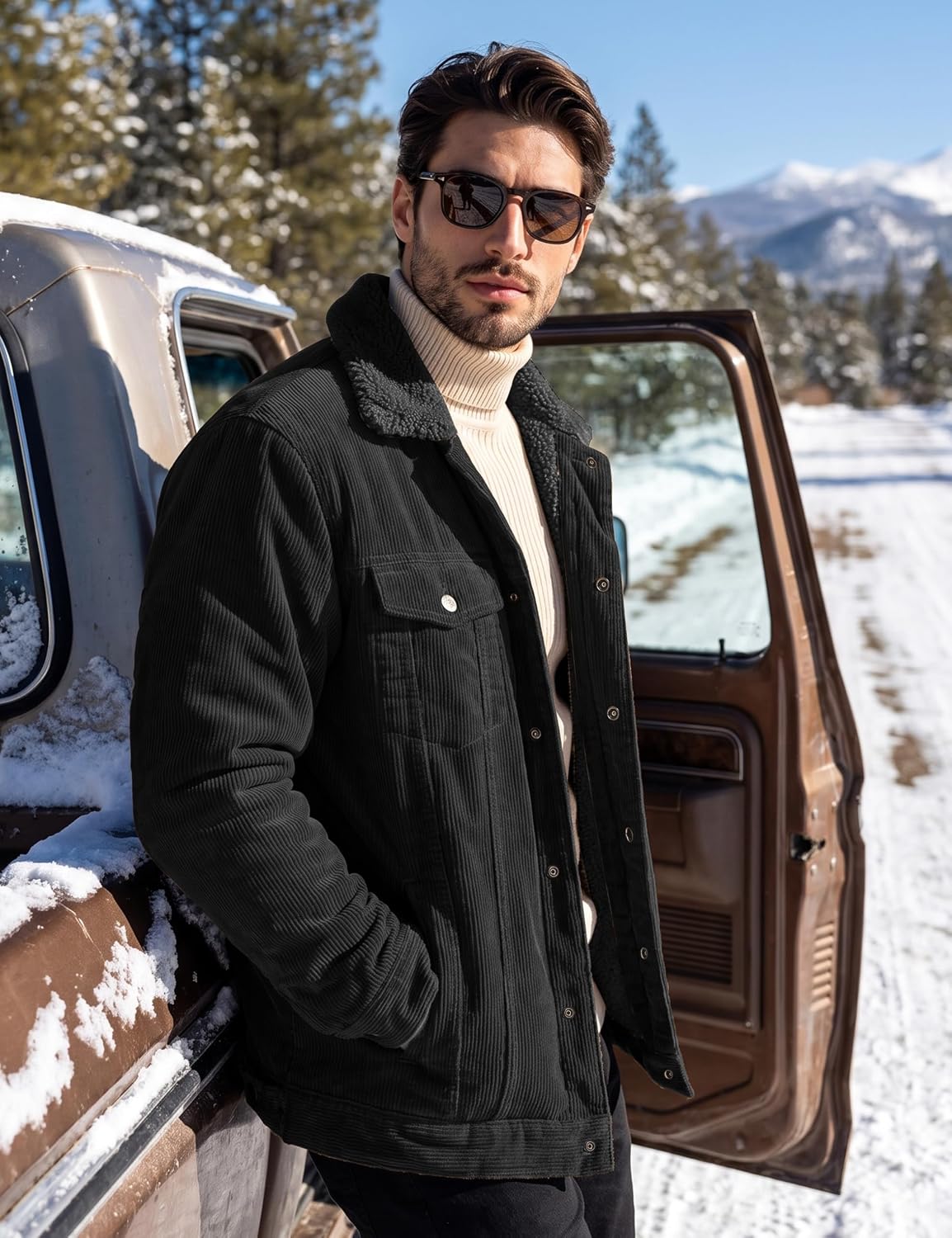 Detalle 2 de MAGNIVIT MT-481-L22M687 Men's Corduroy Jacket, Fleece-Lined, 5 Pockets
