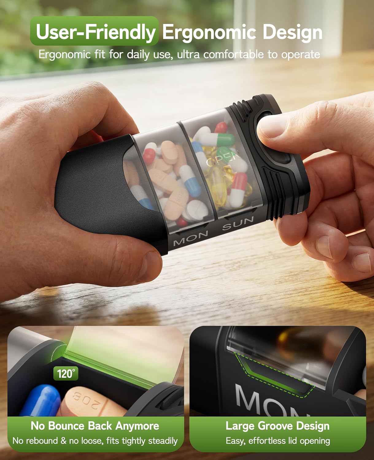 Detalle 2 de Serfeymi Aluminum Weekly Pill Organizer