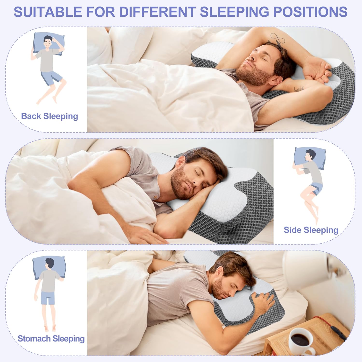 Thumbnail 2 de YunNasi Almohada Ergonómica Cervical Viscoelástica para Dormir 😴