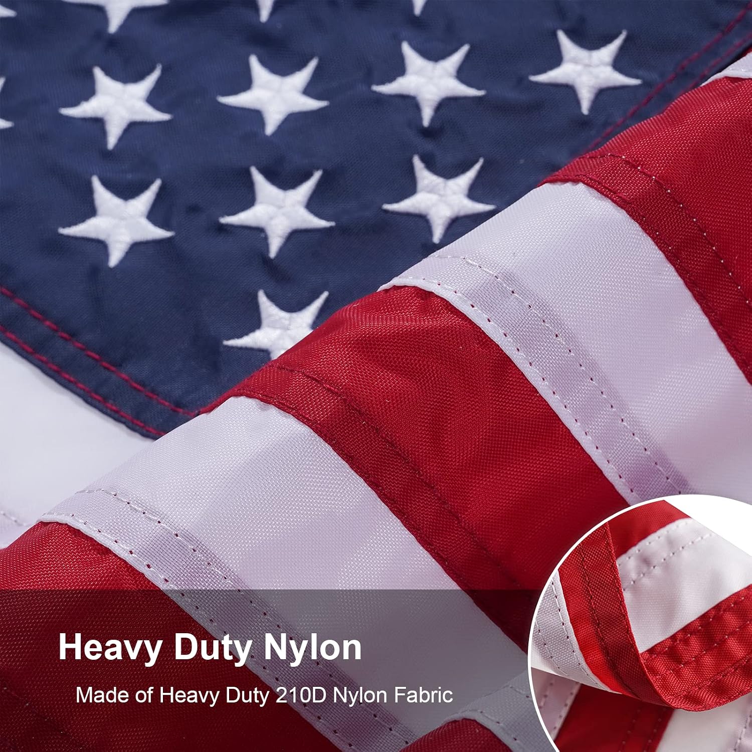 Detalle de SYII SY-USABF American Boat Flag, 16 x 24 Inch Polyester with Embroidered Stars