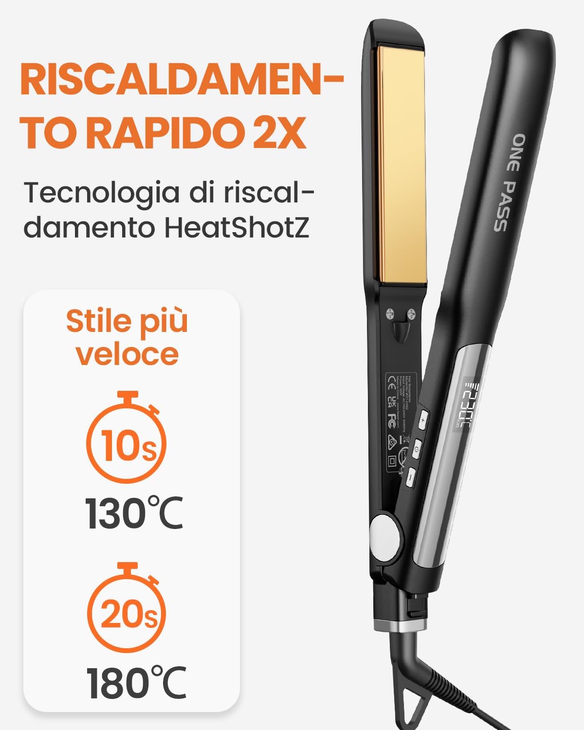 Thumbnail 1 de Faszin Piastra Capelli Professionale 2-In-1: piastra in titanio con ionizzazione e riscaldamento rapido