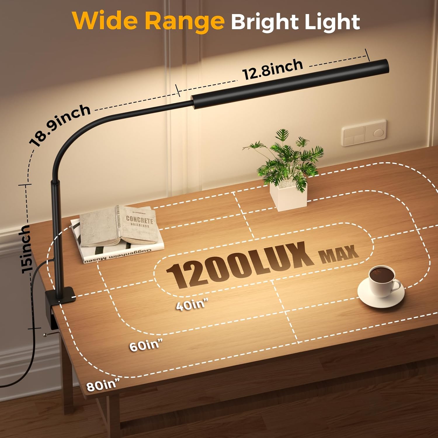 Detalle 2 de WHW3WIN LED Desk Lamp 12W — 5 modes, clamp