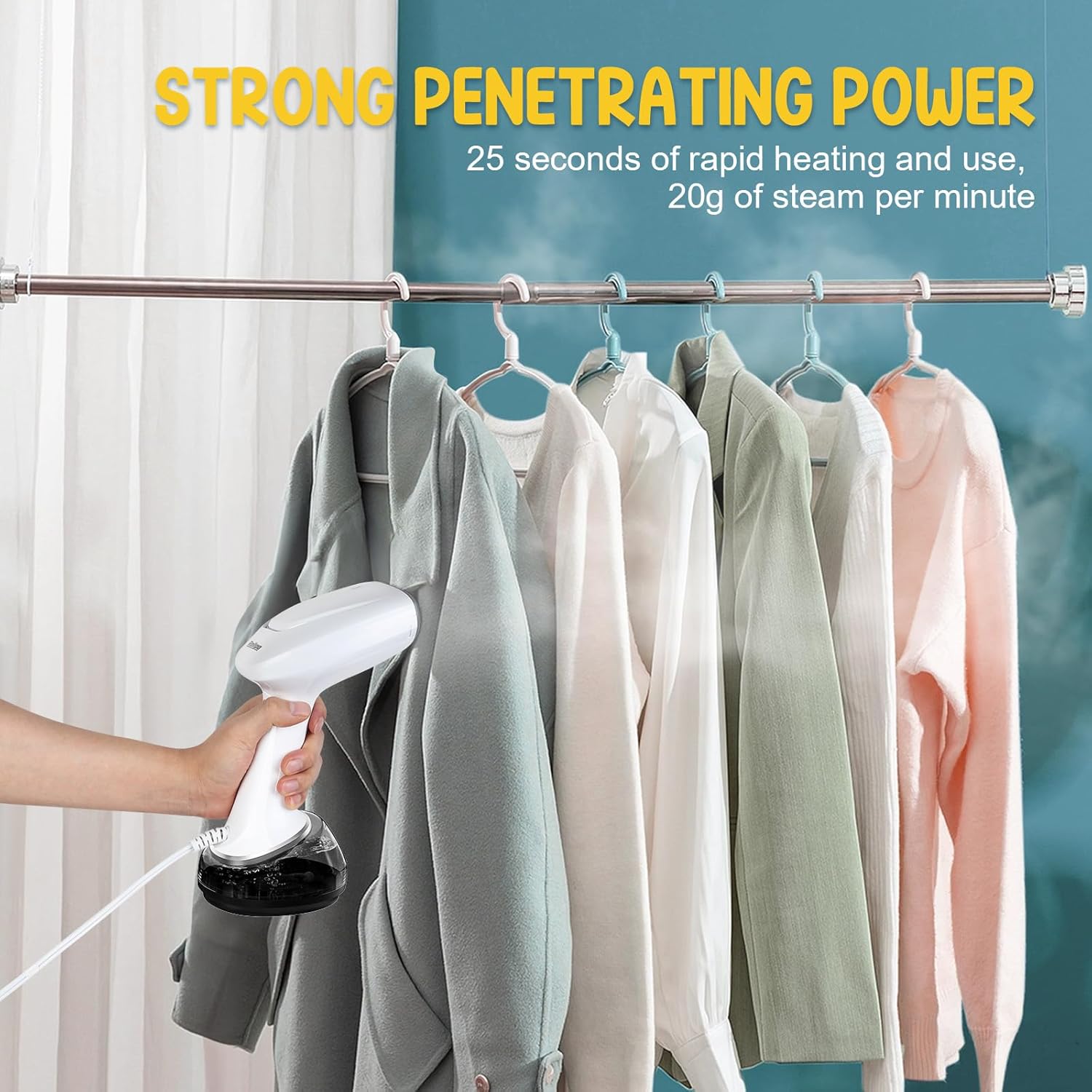 Thumbnail 1 de Rolipo handheld clothes steamer with 360ml water tank for fast wrinkle removal