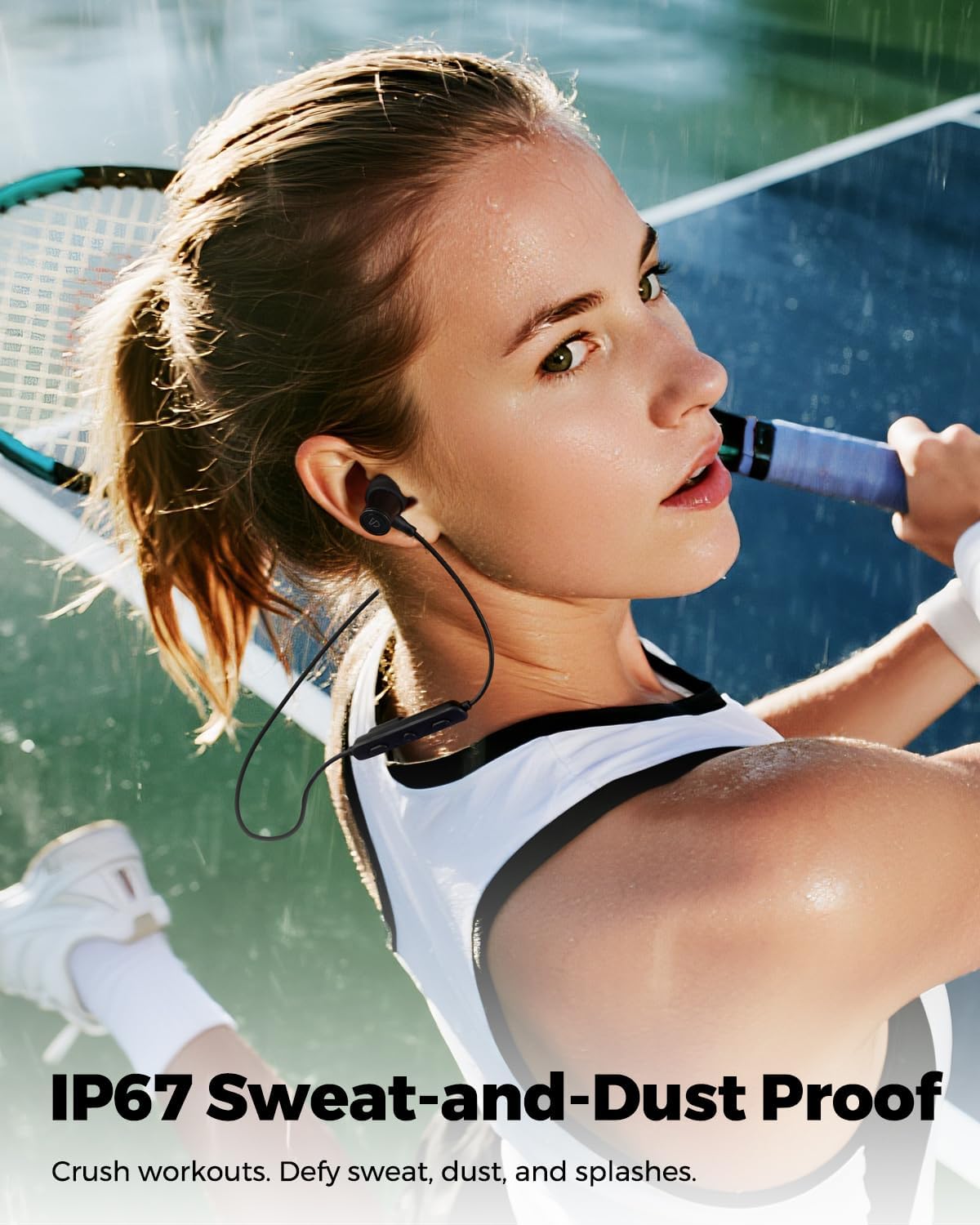 Detalle de SoundPEATS Q40HD neckband Bluetooth earphones with LDAC Hi-Res Audio and IP67