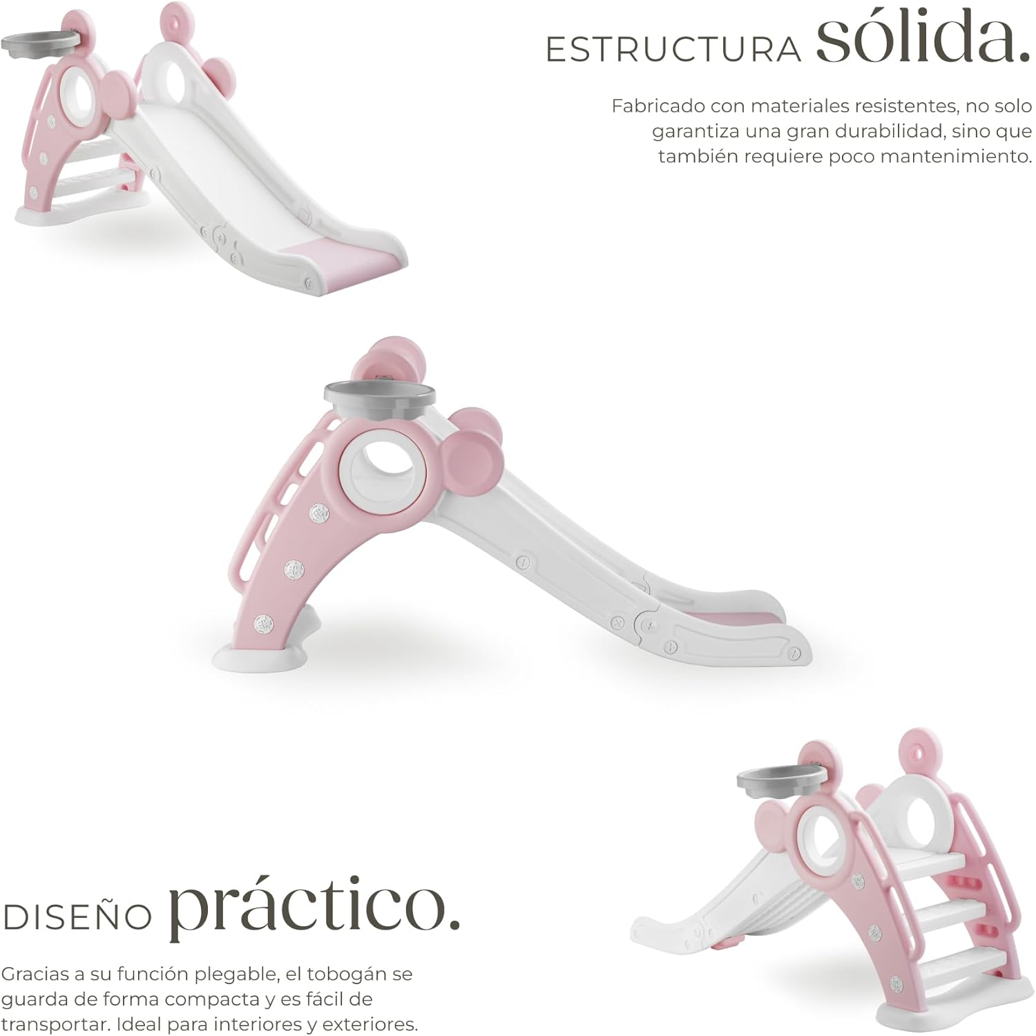 Detalle 2 de tectake® Tobogán Plegable con Canasta y Escalada Infantil 🛝