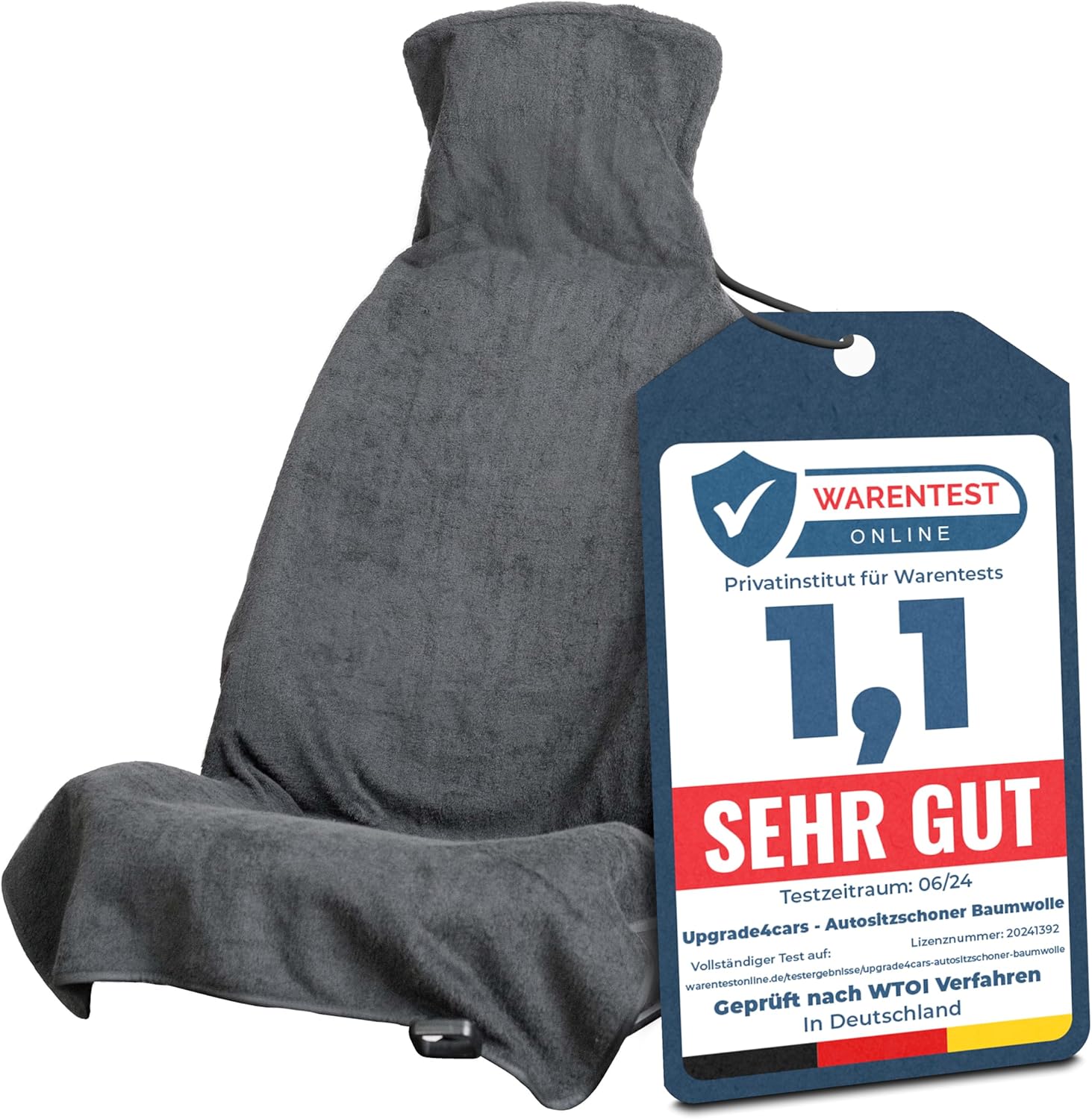 Detalle de Upgrade4cars Frottee Autositzschoner für Vordersitze aus Baumwolle (Grau)