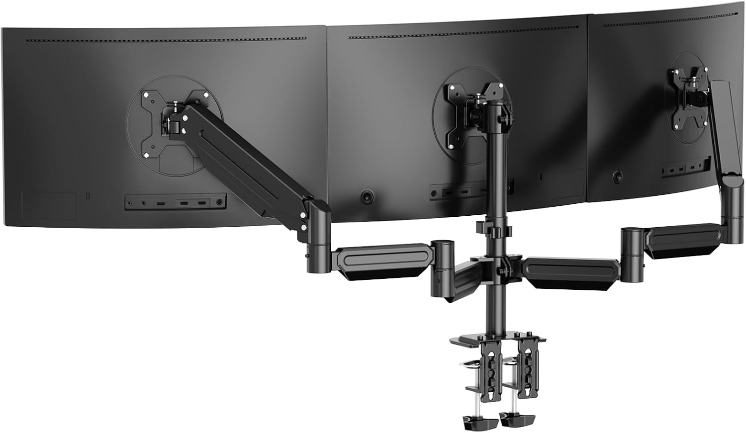 Detalle de suptek MD8003 triple monitorarm met gasveren voor schermen van 17 tot 32 inch