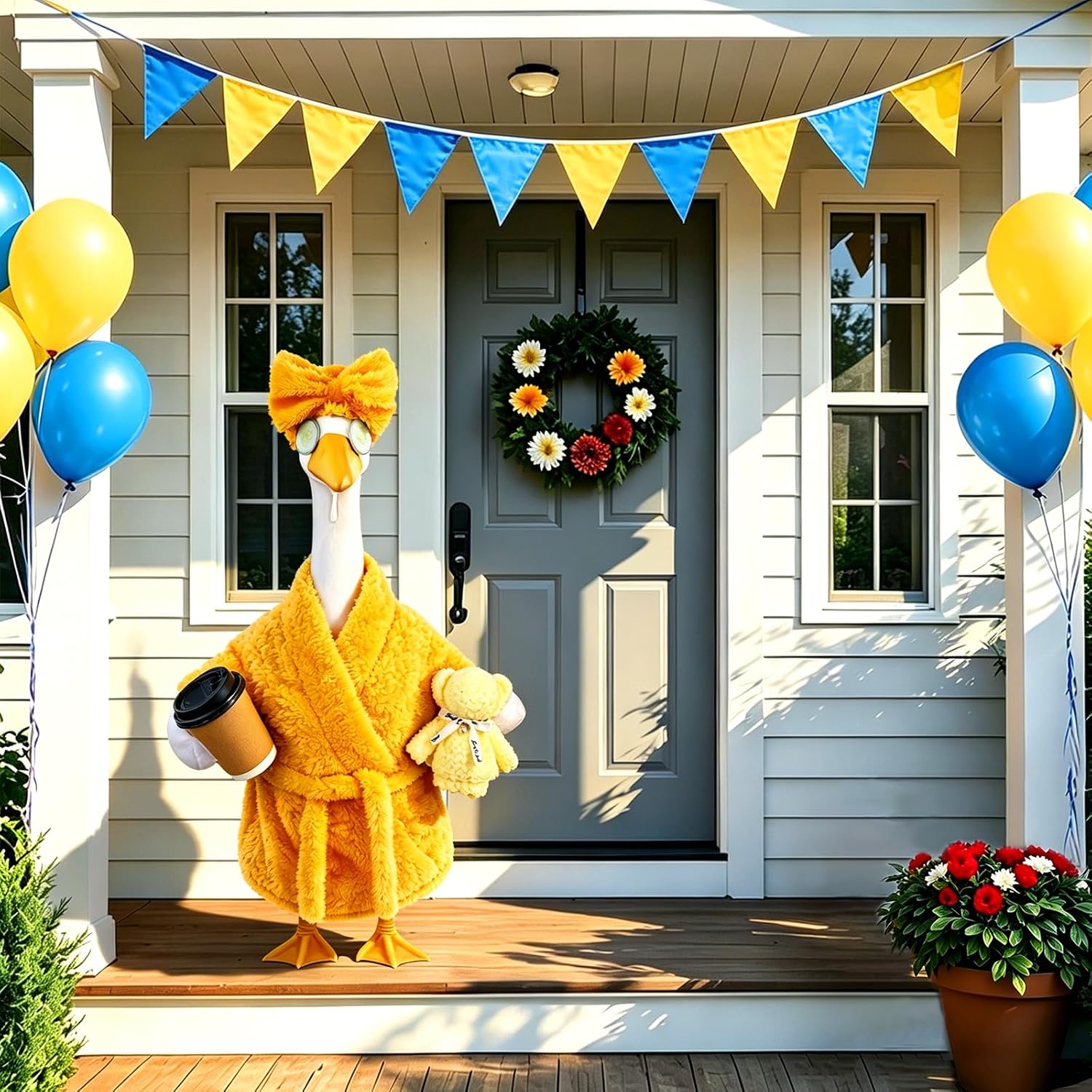 Detalle de Celltestria Lady Goose Bathrobe Costume for 23-Inch Porch Goose, Yellow