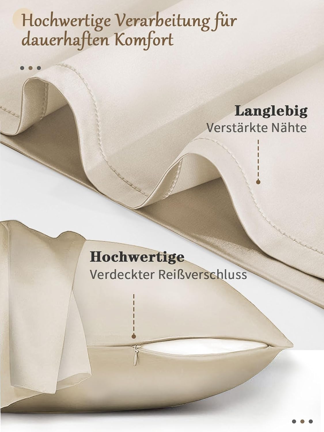 Thumbnail 2 de Texbee Seidenkissenbezug 80x80cm Beige