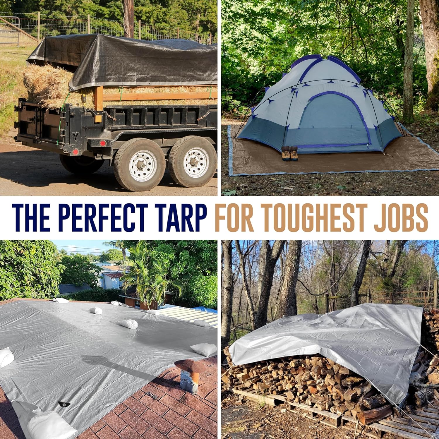 Detalle de 10x10 Heavy Duty Waterproof Tarp (10 Mil Thick) with Grommets Every 18 Inches